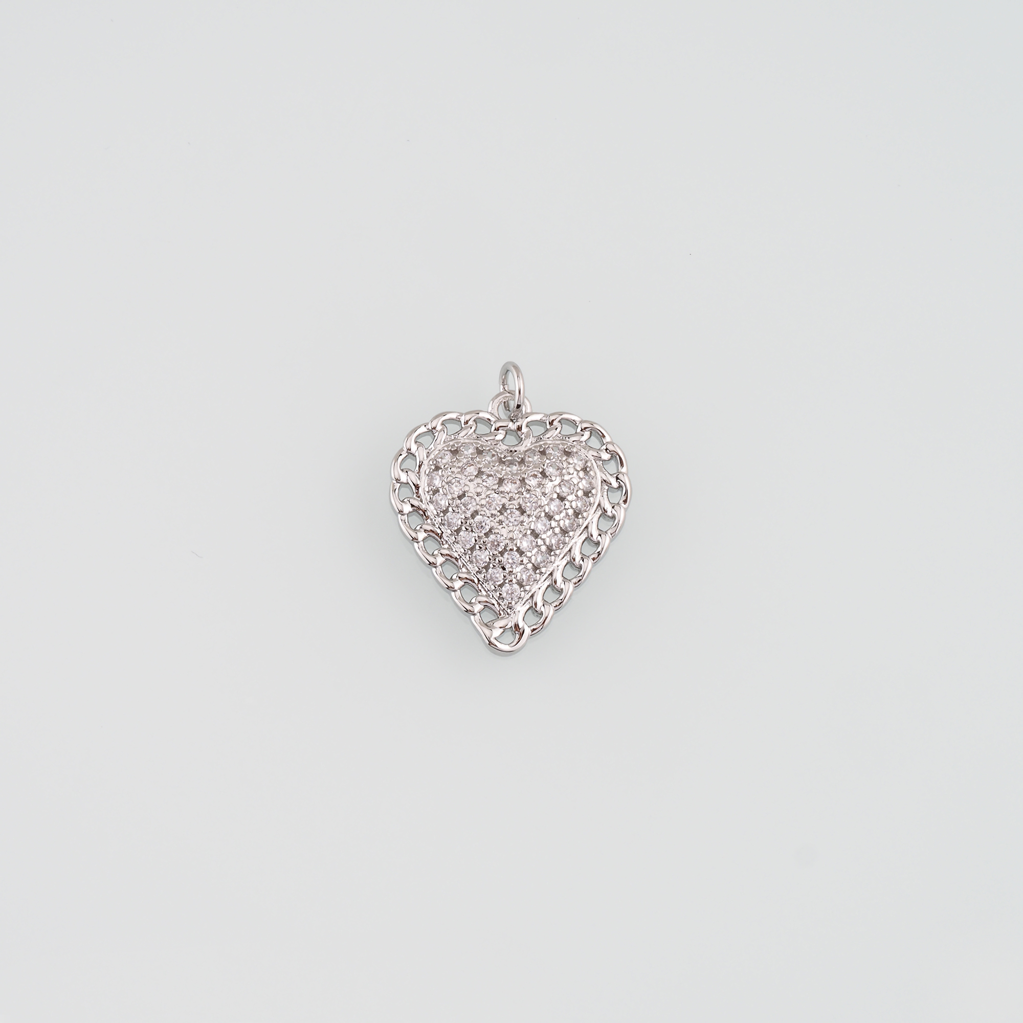 18K Gold Filled Heart Pendant,CZ Micro Pave Heart Charm Earrings Necklace for DIY Jewelry Making Supply