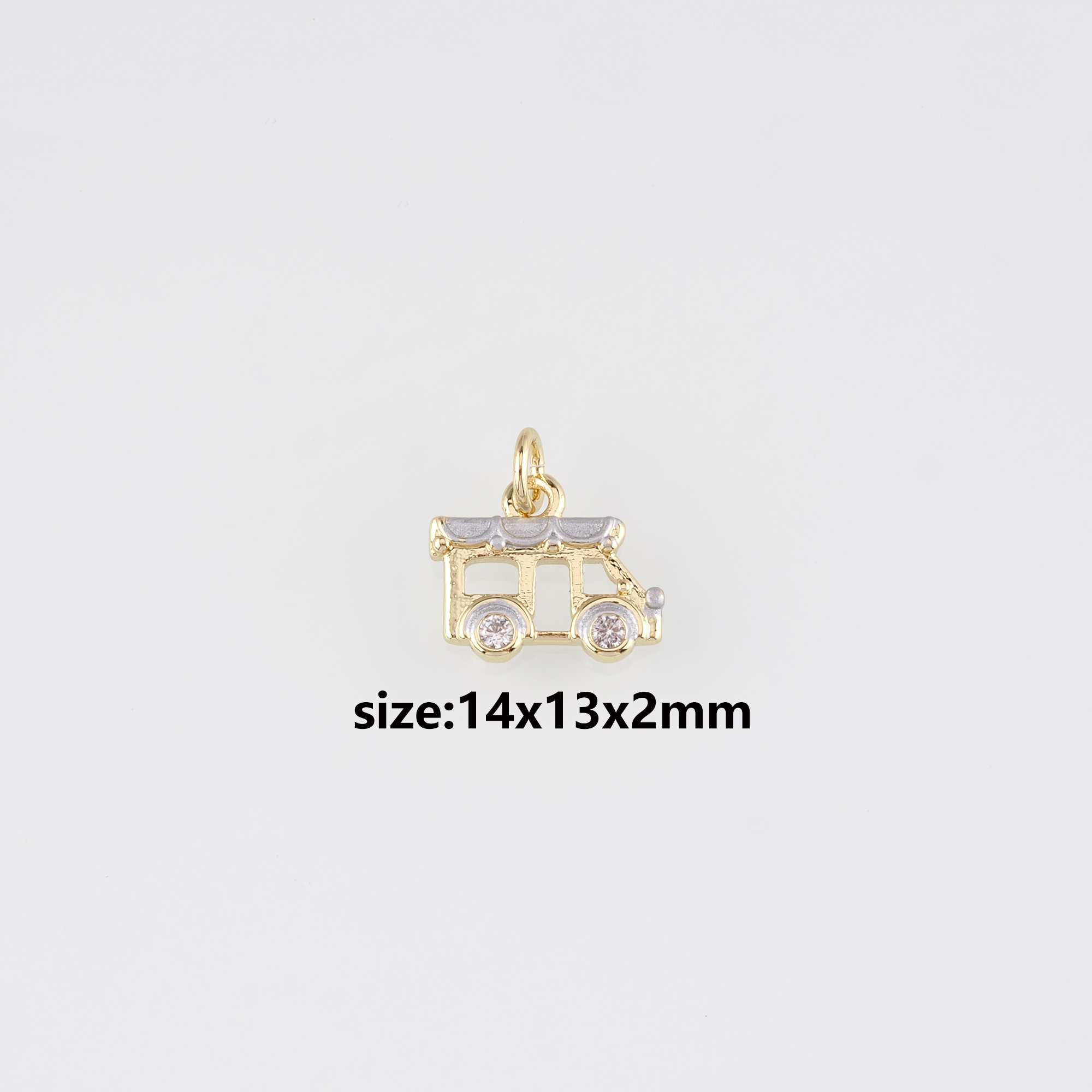 18K Gold Filled Camper Pendant,Enamel Camper Charm Earrings Necklace for DIY Jewelry Making Supply