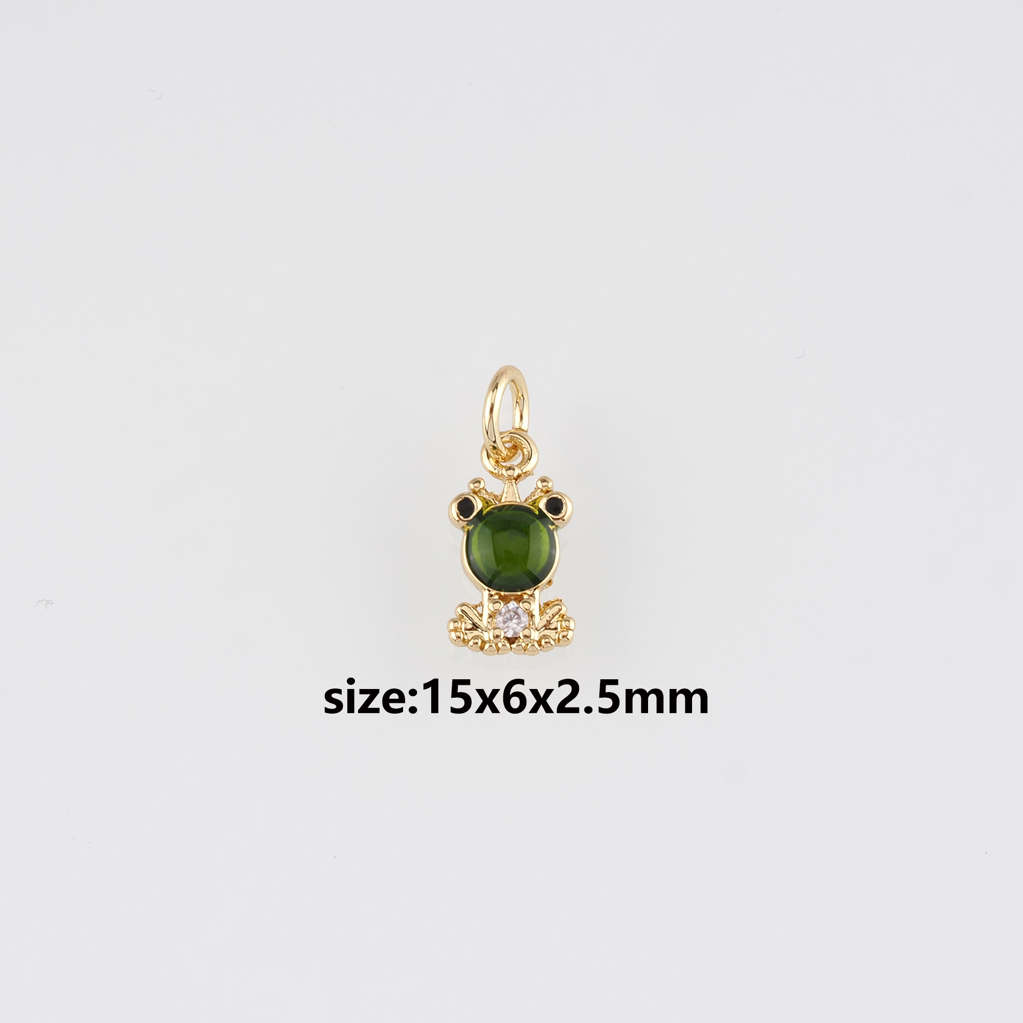 18K Gold Filled Frog Pendant,CZ Micro Pave Frog Charm Earrings Necklace for DIY Jewelry Making Supply