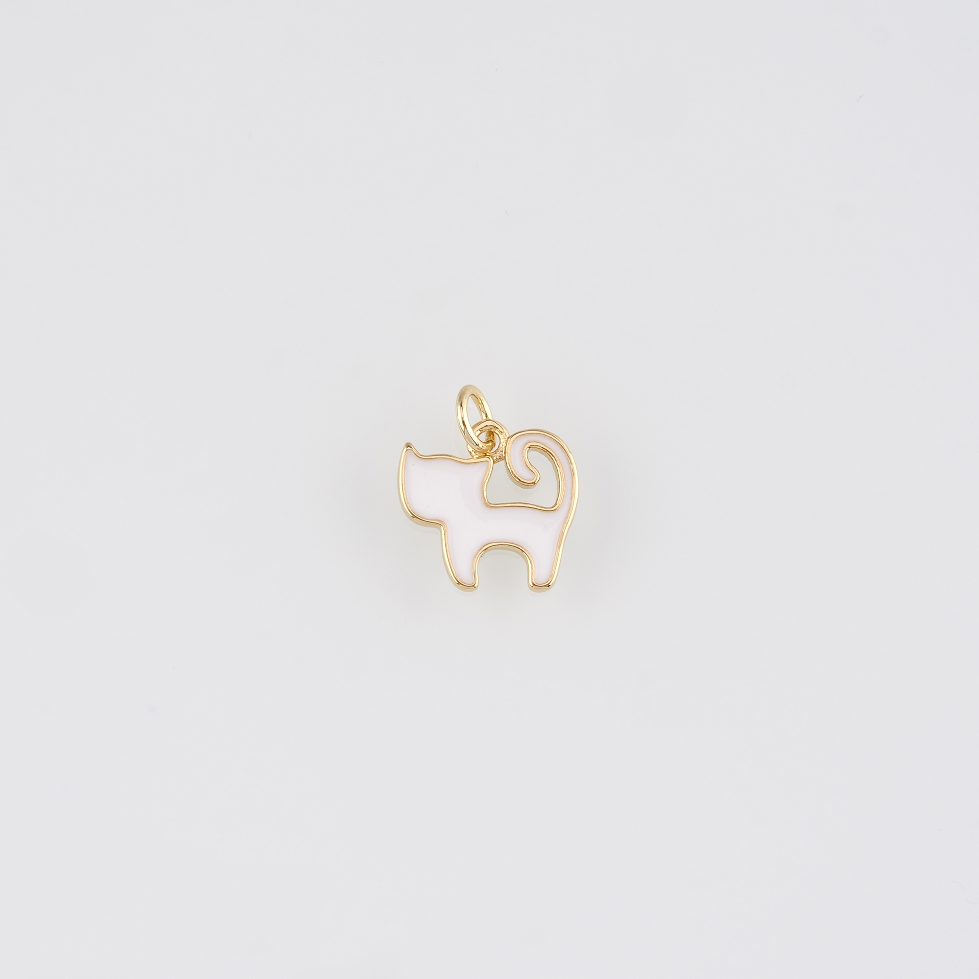 18K Gold Filled Cat Pendant,Animal Charm,Enamel Cat Earrings Necklace for DIY Jewelry Making Supply