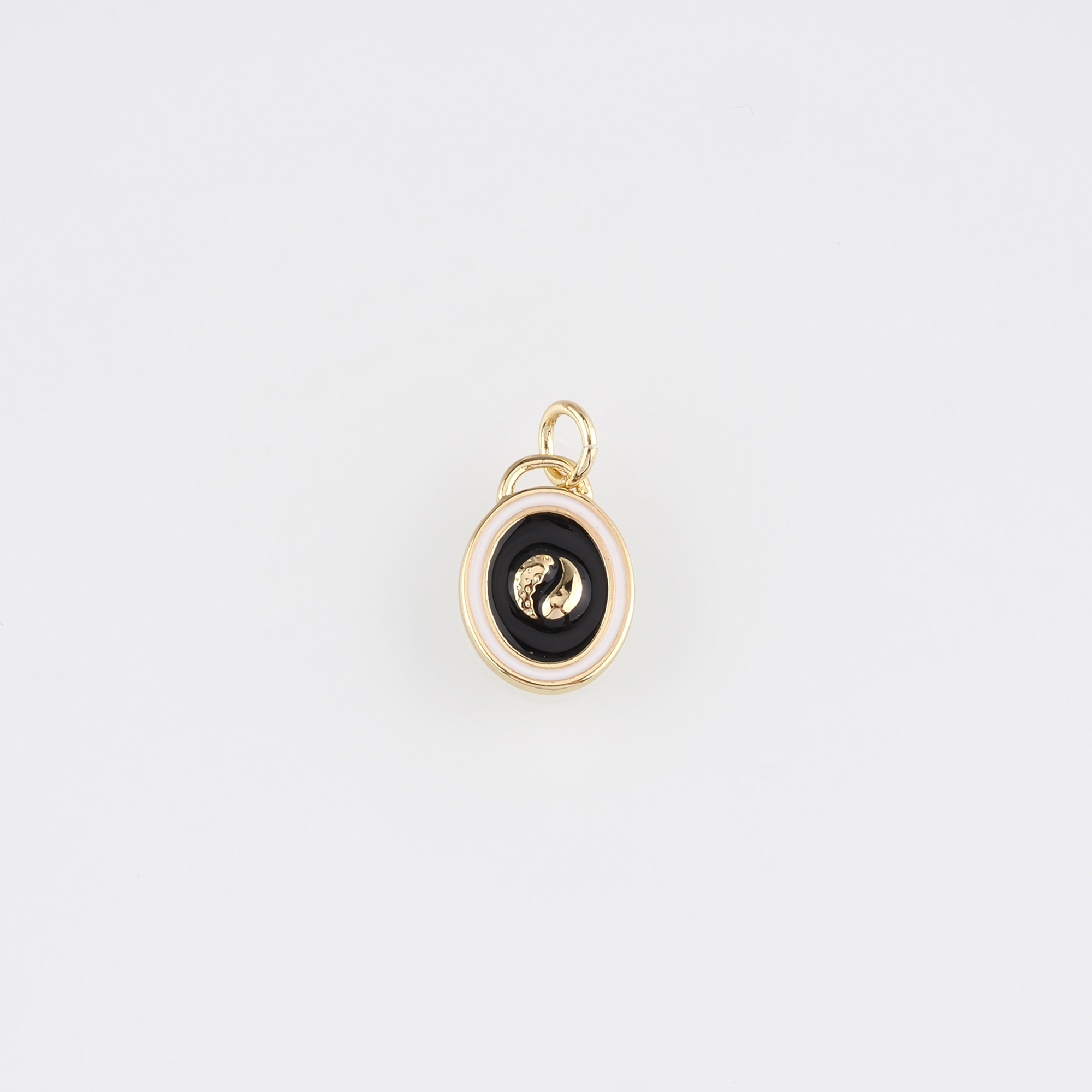 18K Gold Filled Yin Yang Pendant,Enamel Gossip Charm Earrings Necklace for DIY Jewelry Making Supply