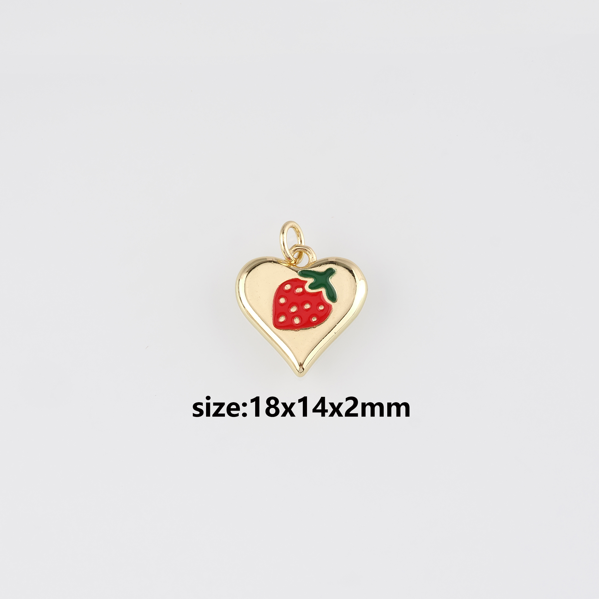 18K Gold Filled Strawberry Pendant,Enamel Strawberry Charm Earrings Necklace for DIY Jewelry Making Supply