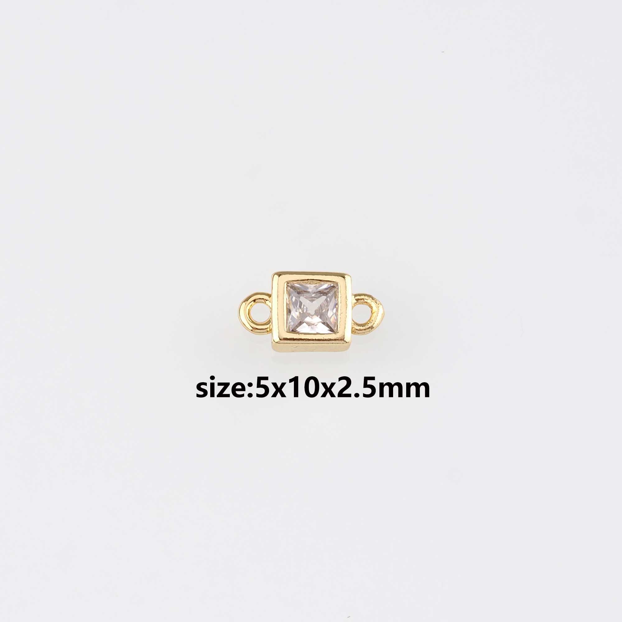 18K Gold Filled Square Connector,CZ Micro Pave Square Charm Necklace Bracelet for DIY Jewelry Making Supply