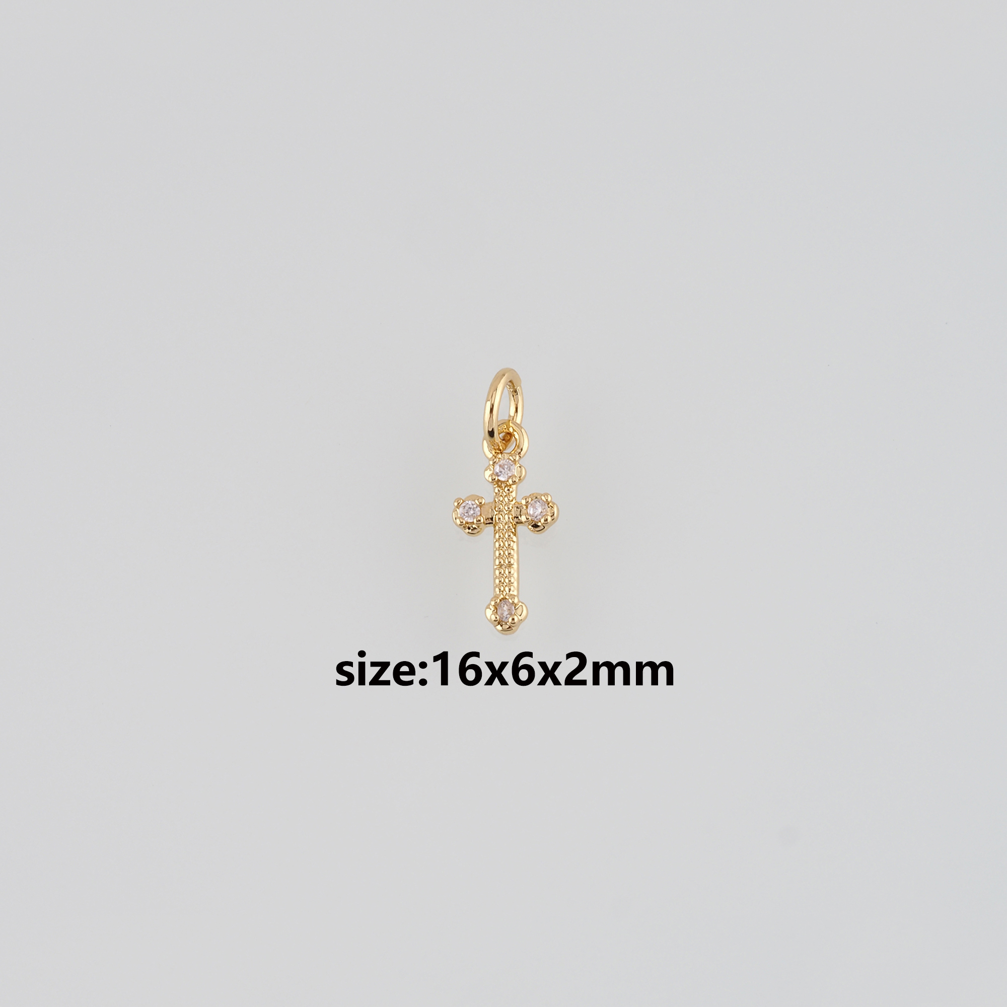 18K Gold Filled Cross Pendant,Religious Charm Earrings Necklace for DIY Jewelry Making Supply