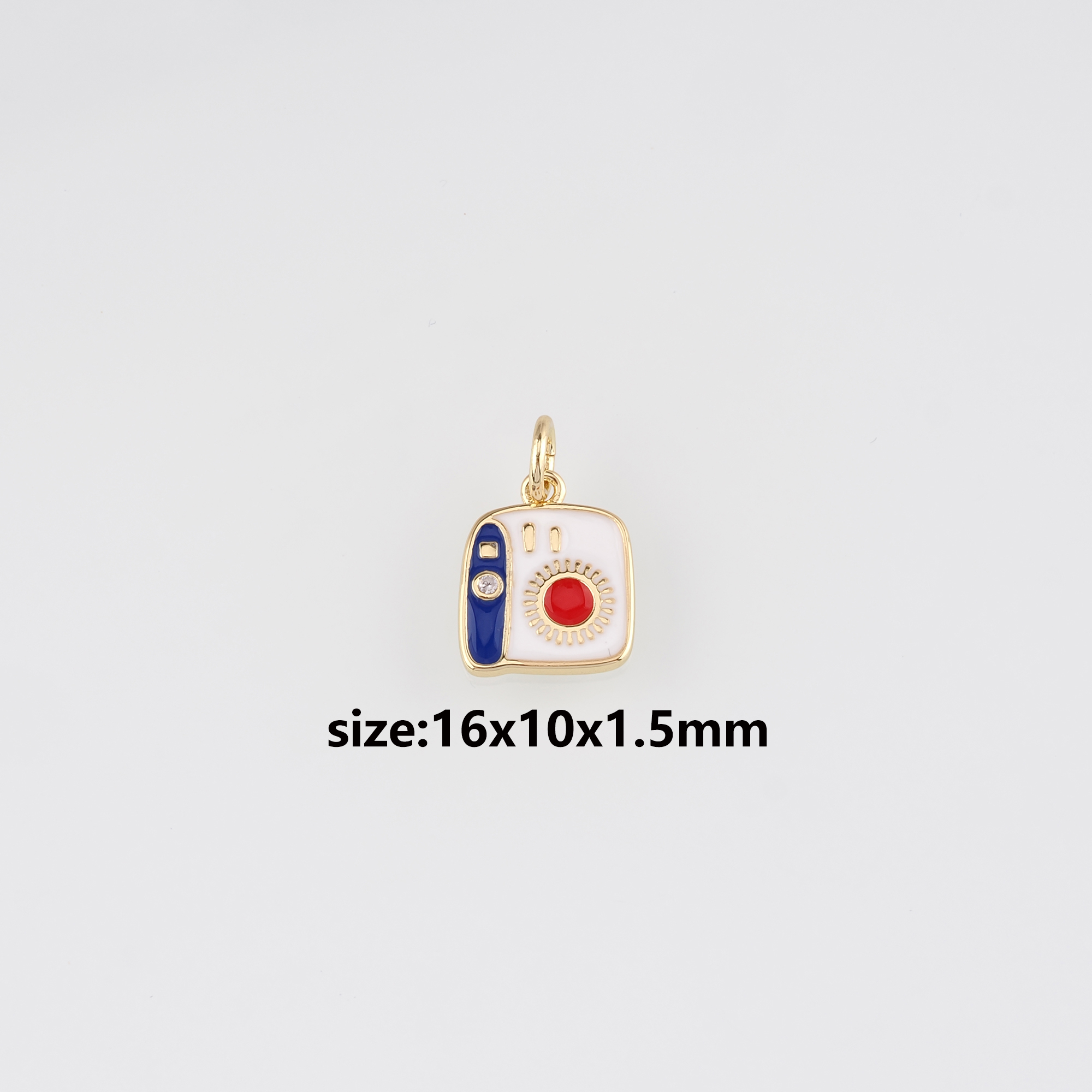 18K Gold Filled Polaroid Pendant,Enamel Camera Charm Earrings Necklace for DIY Jewelry Making Supply