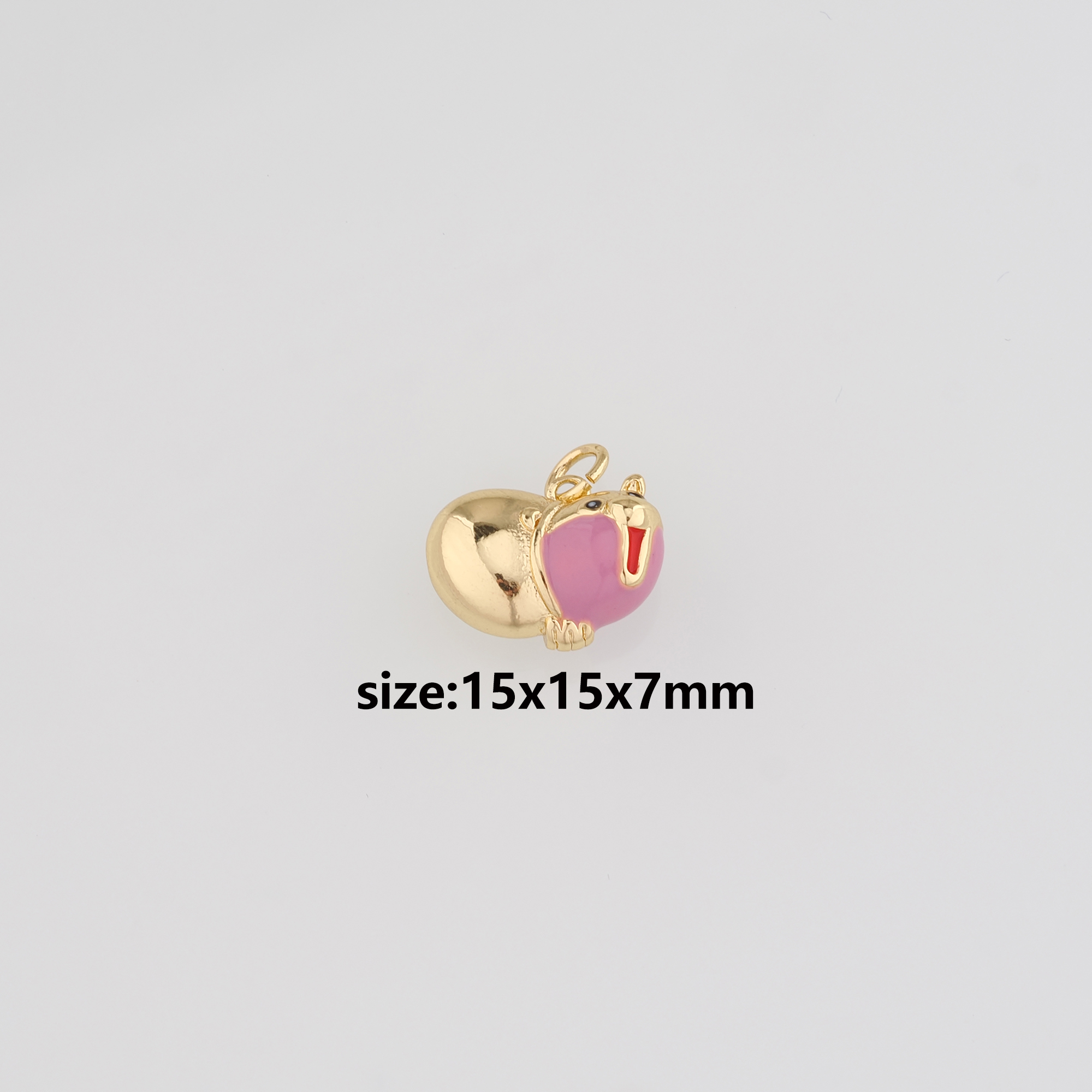 18K Gold Filled Pig Pendant,Animal Charm,Cute Pig Earrings Necklace for DIY Jewelry Making Supply