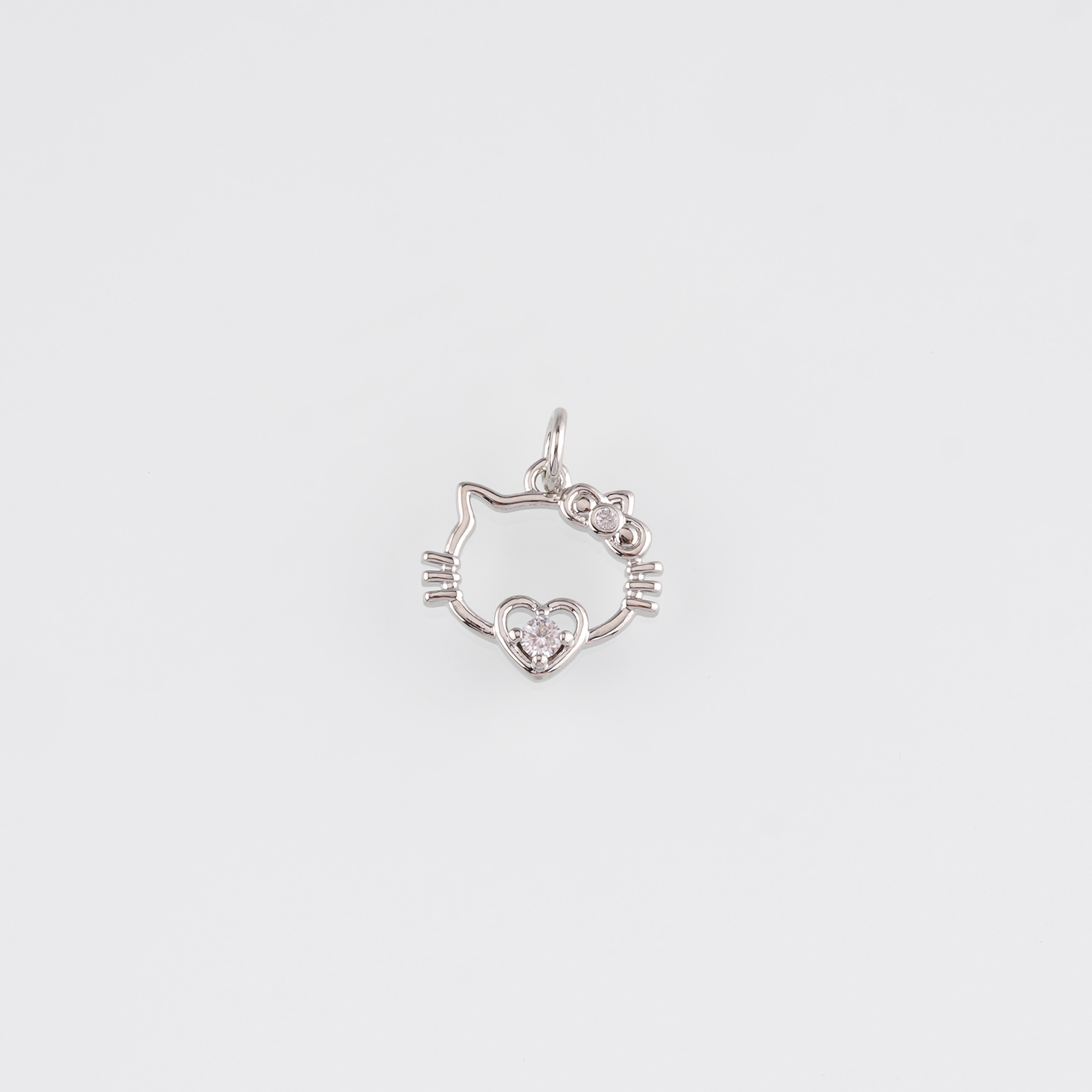 18K Gold Filled Cat Pendant,Animal Charm,CZ Micro Pave Cat Earrings Necklace for DIY Jewelry Making Supply