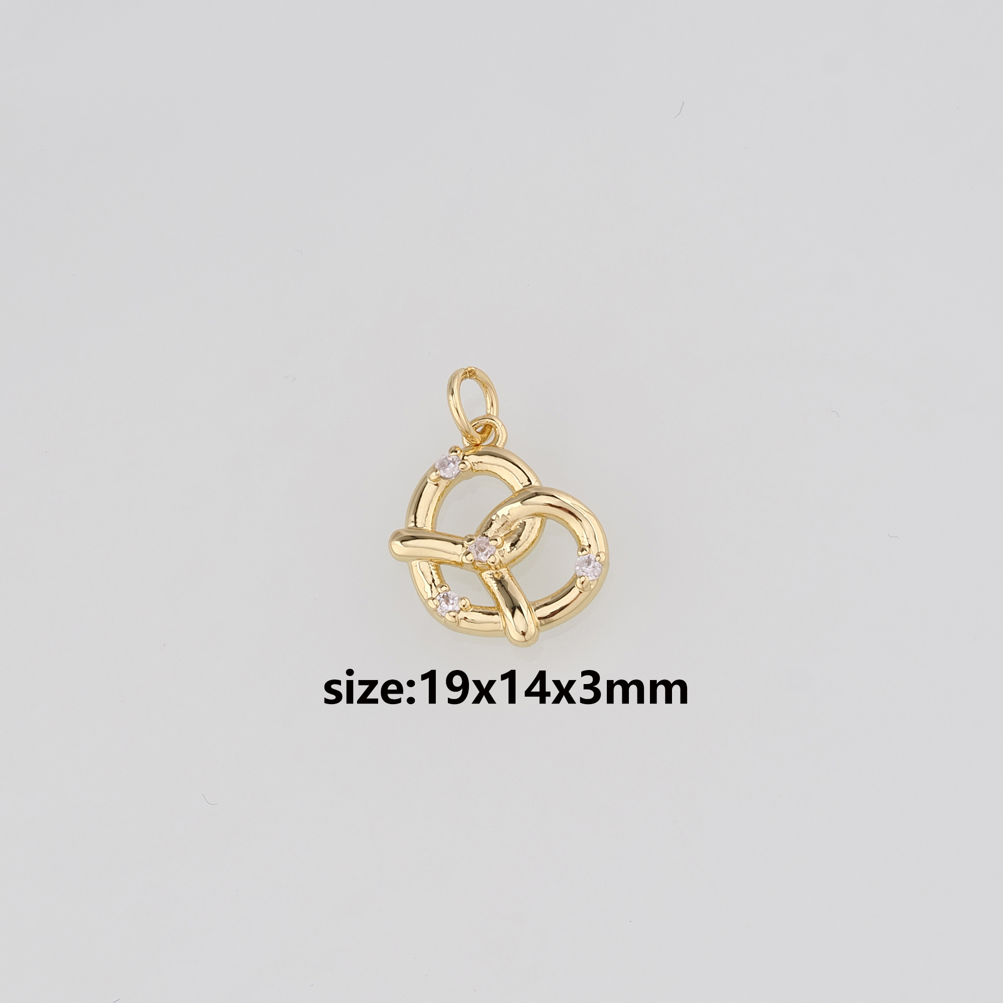 18K Gold Filled Bread Pendant,CZ Micro Pave Bread Charm Earrings Necklace for DIY Jewelry Making Supply