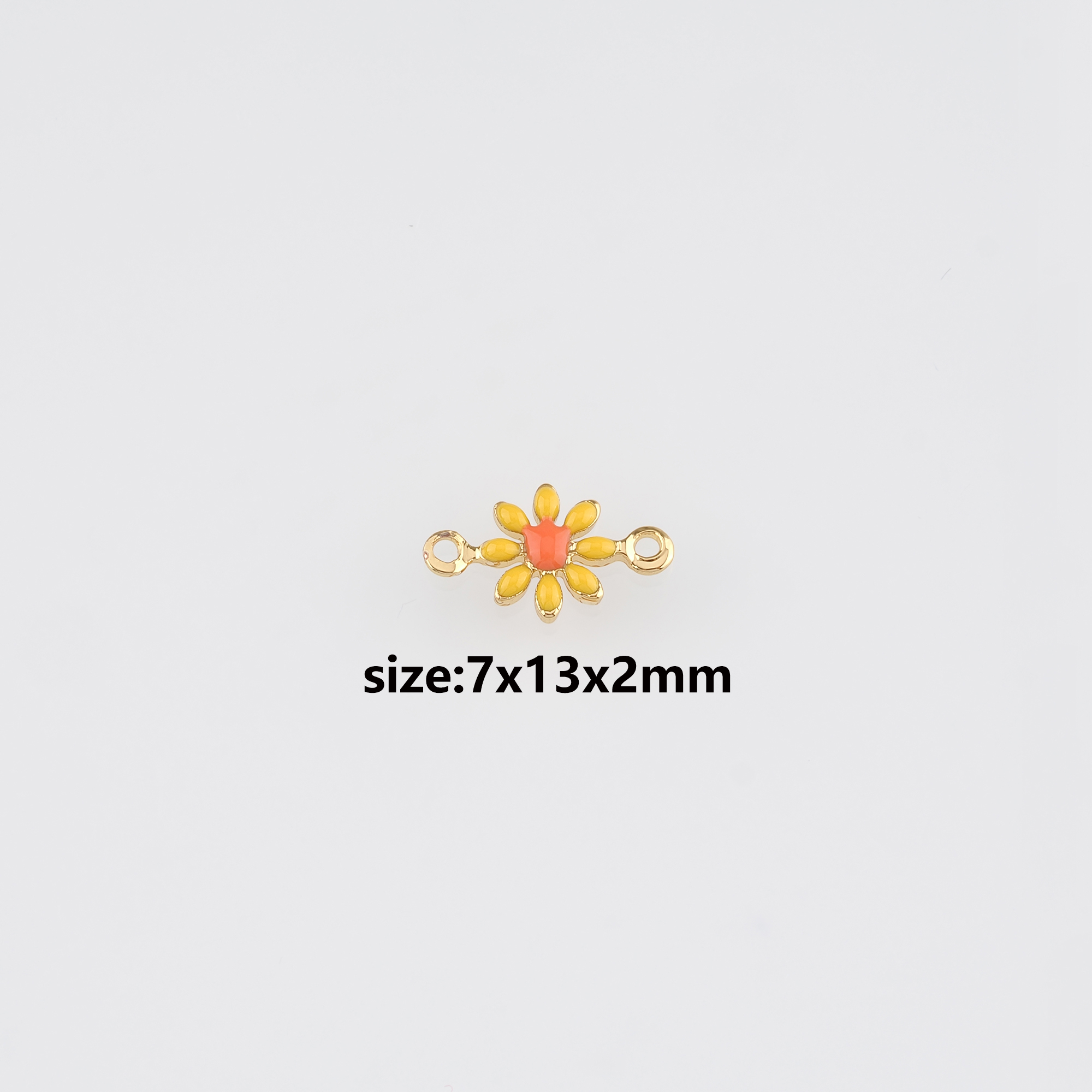 18K Gold Filled Flower Connector,Enamel Floral Charm Necklace Bracelet for DIY Jewelry Making Supply