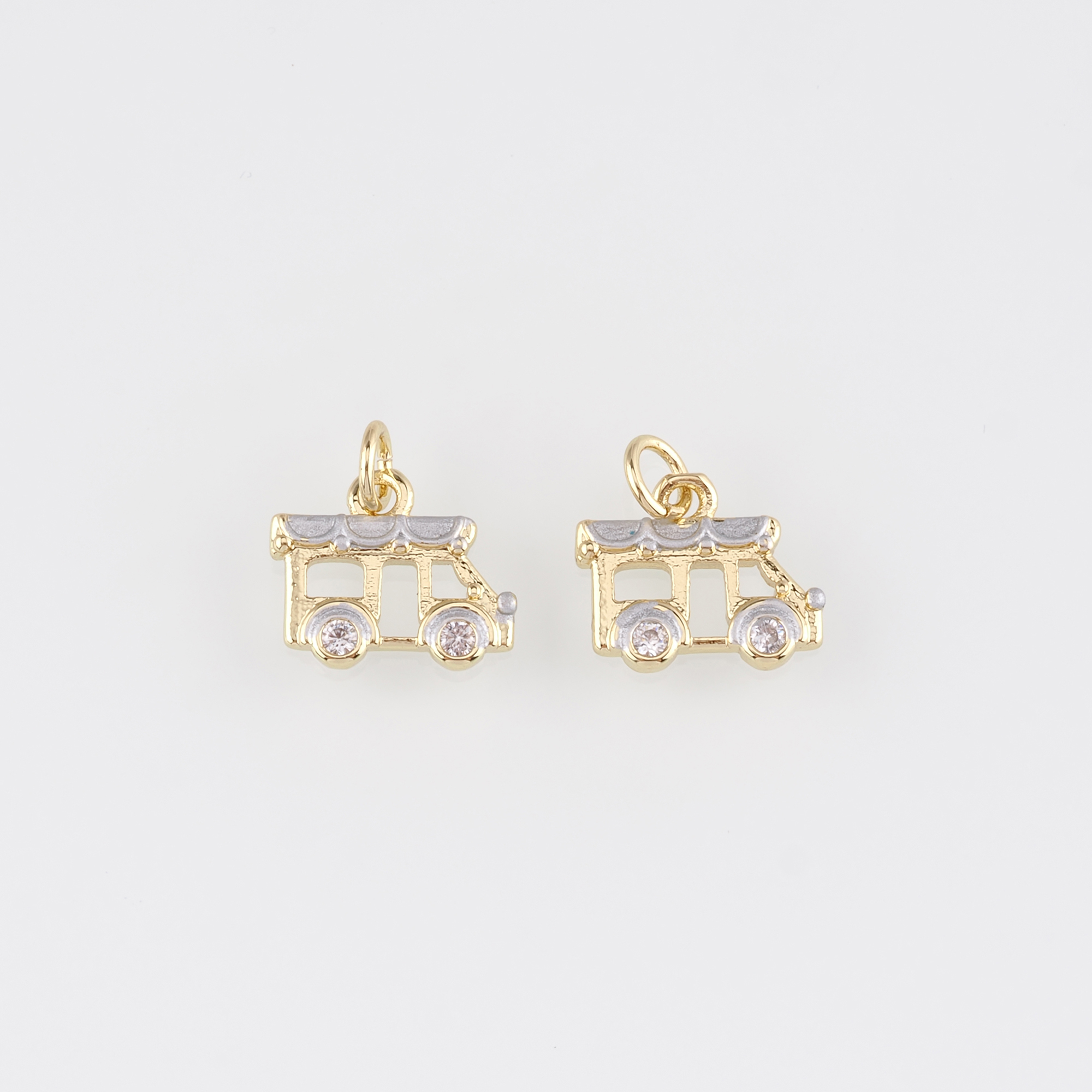 18K Gold Filled Camper Pendant,Enamel Camper Charm Earrings Necklace for DIY Jewelry Making Supply