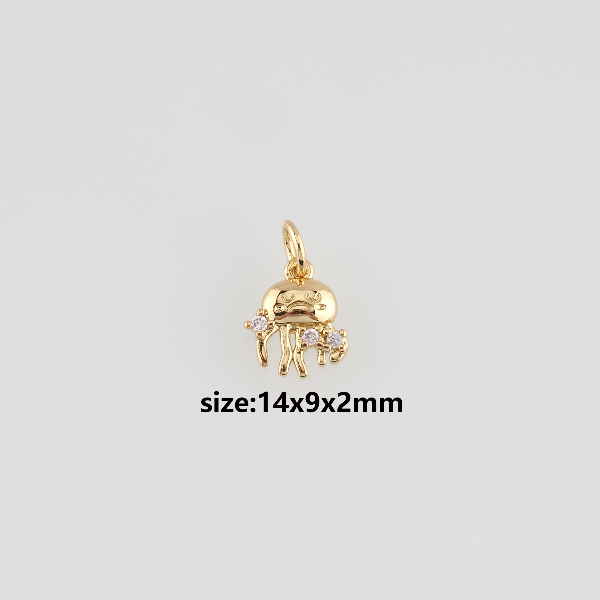 18K Gold Filled Jellyfish Pendant,CZ Jellyfish Charm Earrings Necklace for DIY Jewelry Making Supply
