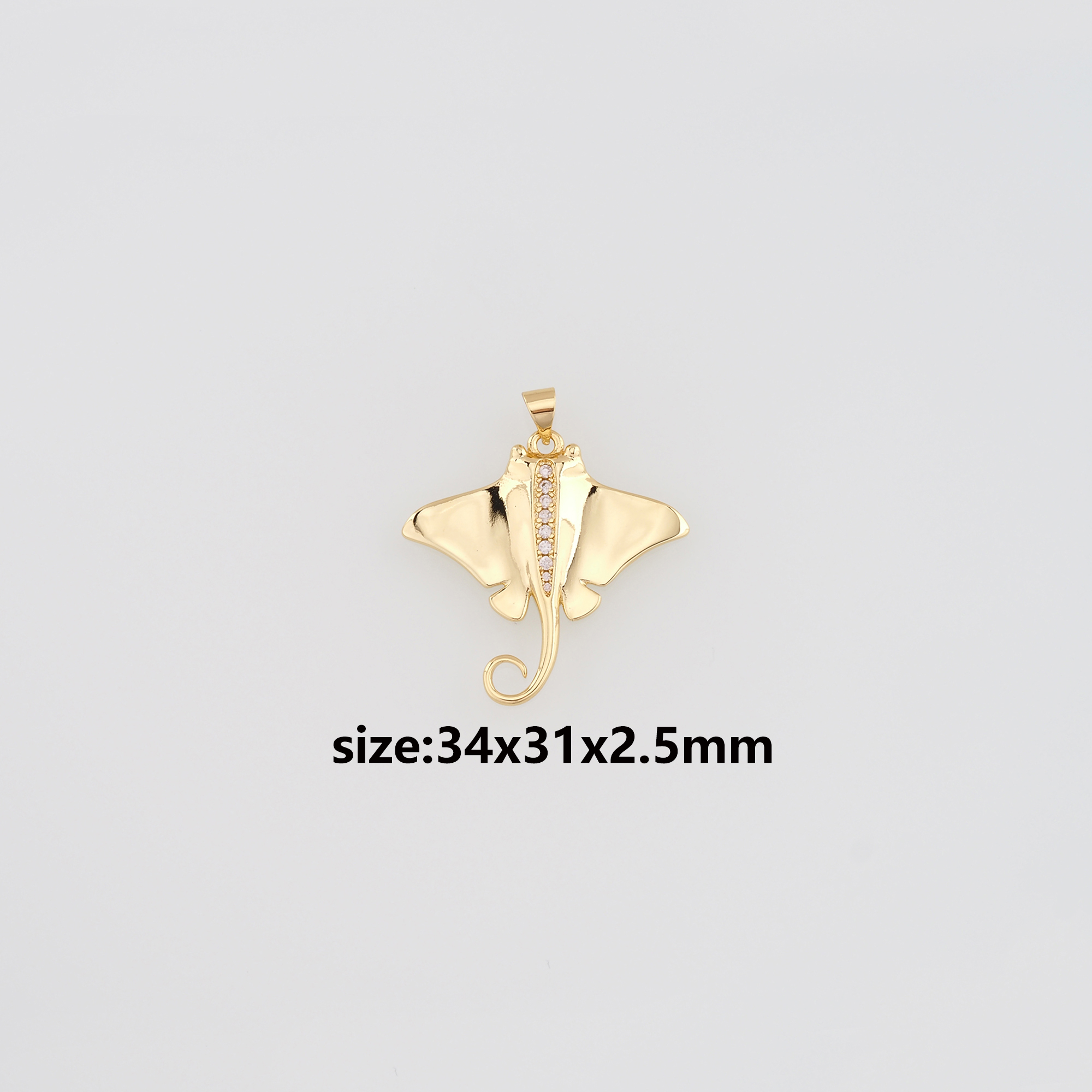 18K Gold Filled Manta Ray Pendant,Dainty Manta Ray Charm Earrings Necklace for DIY Jewelry Making Supply