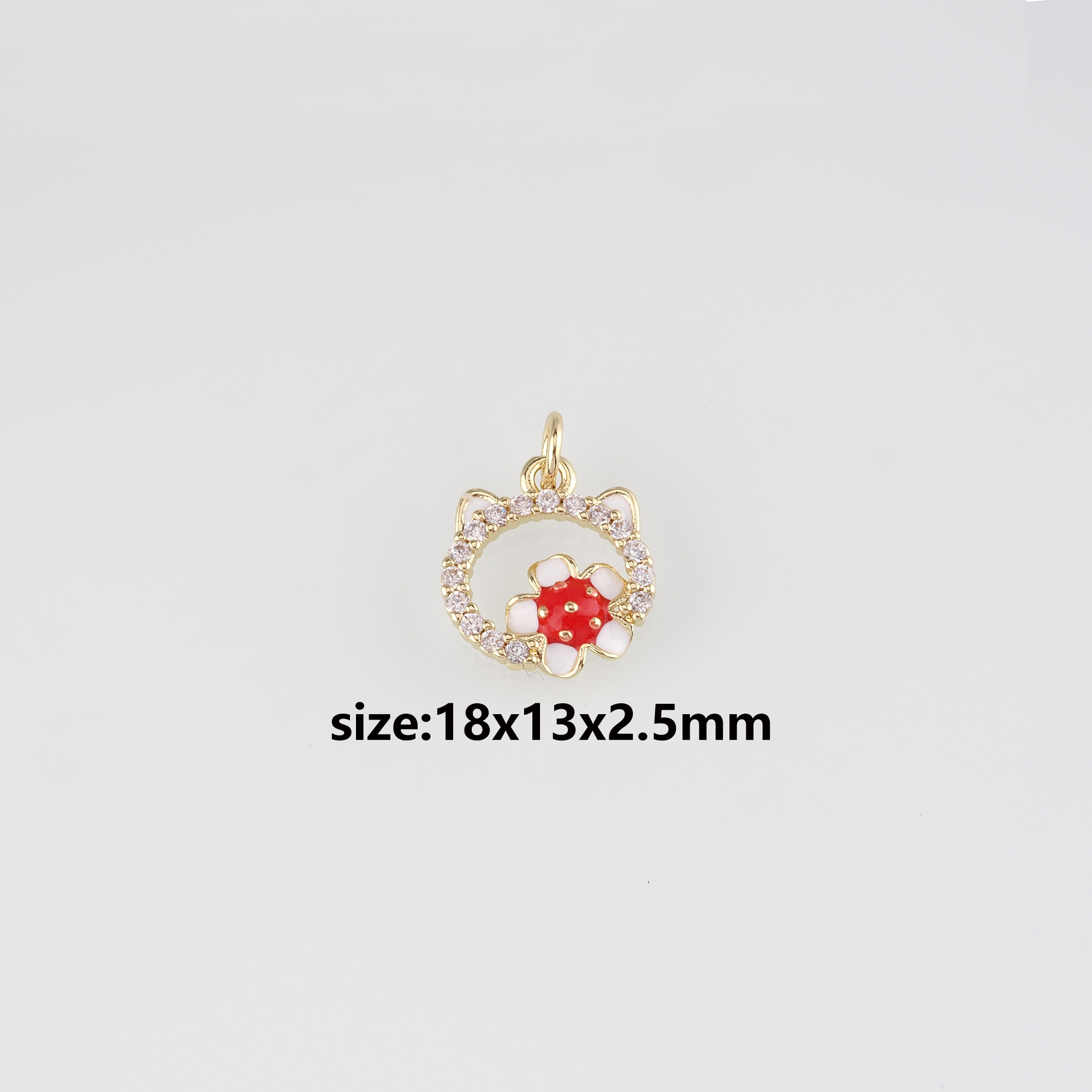 18K Gold Filled Cat Pendant,Animal Charm,CZ Micro Pave Cat Earrings Necklace for DIY Jewelry Making Supply