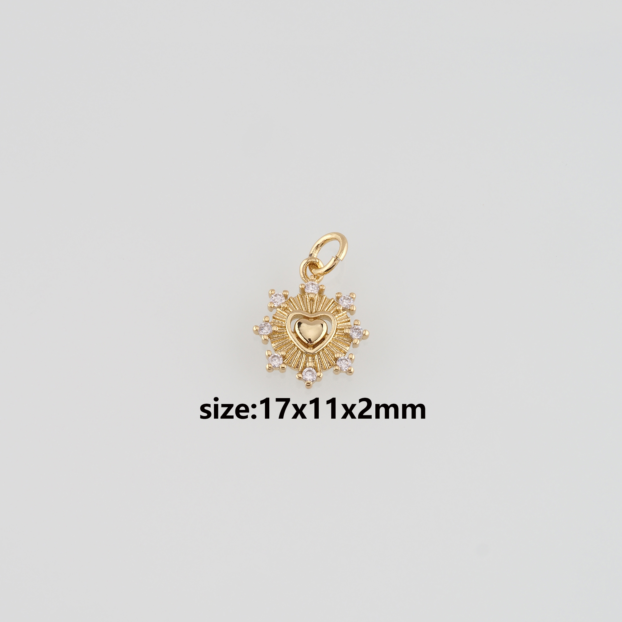 18K Gold Filled Heart Pendant,CZ Micro Pave Heart Charm Earrings Necklace for DIY Jewelry Making Supply