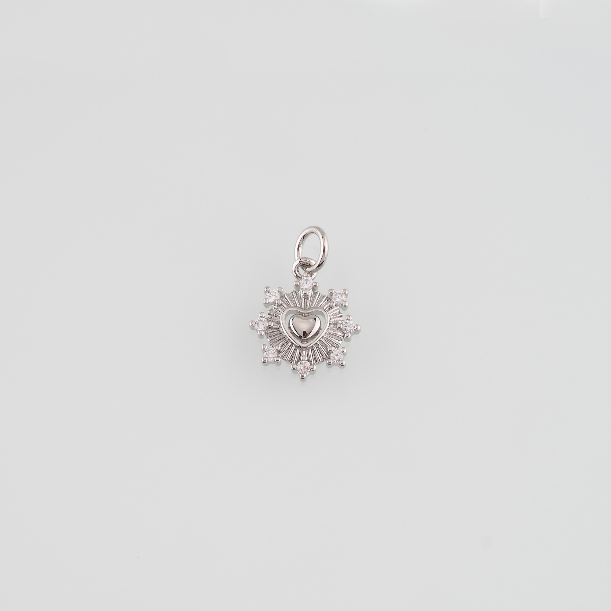 18K Gold Filled Heart Pendant,CZ Micro Pave Heart Charm Earrings Necklace for DIY Jewelry Making Supply