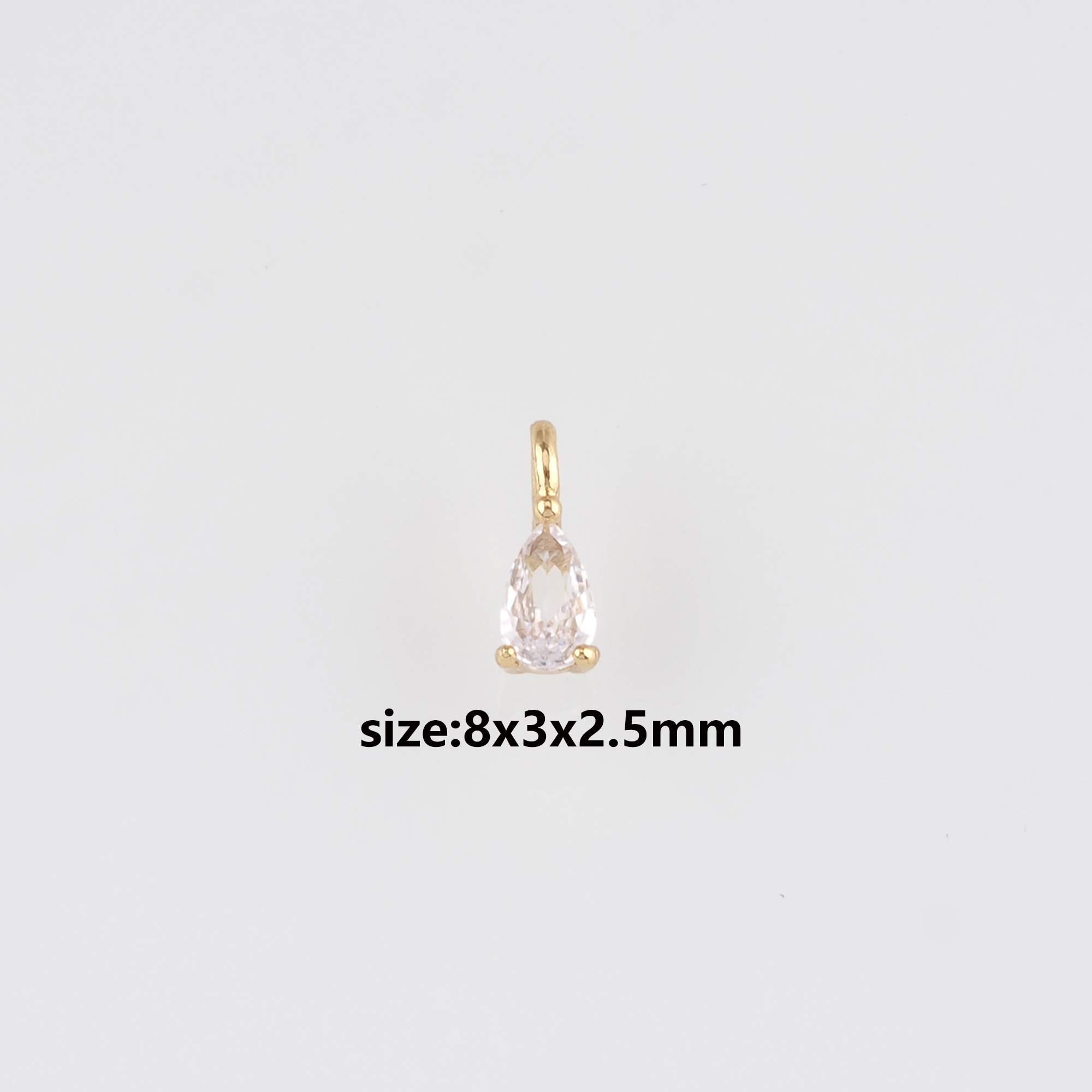 18K Gold Filled Teardrop Pendant,Crystal Water Drop Charm Earrings Necklace for DIY Jewelry Making Supply