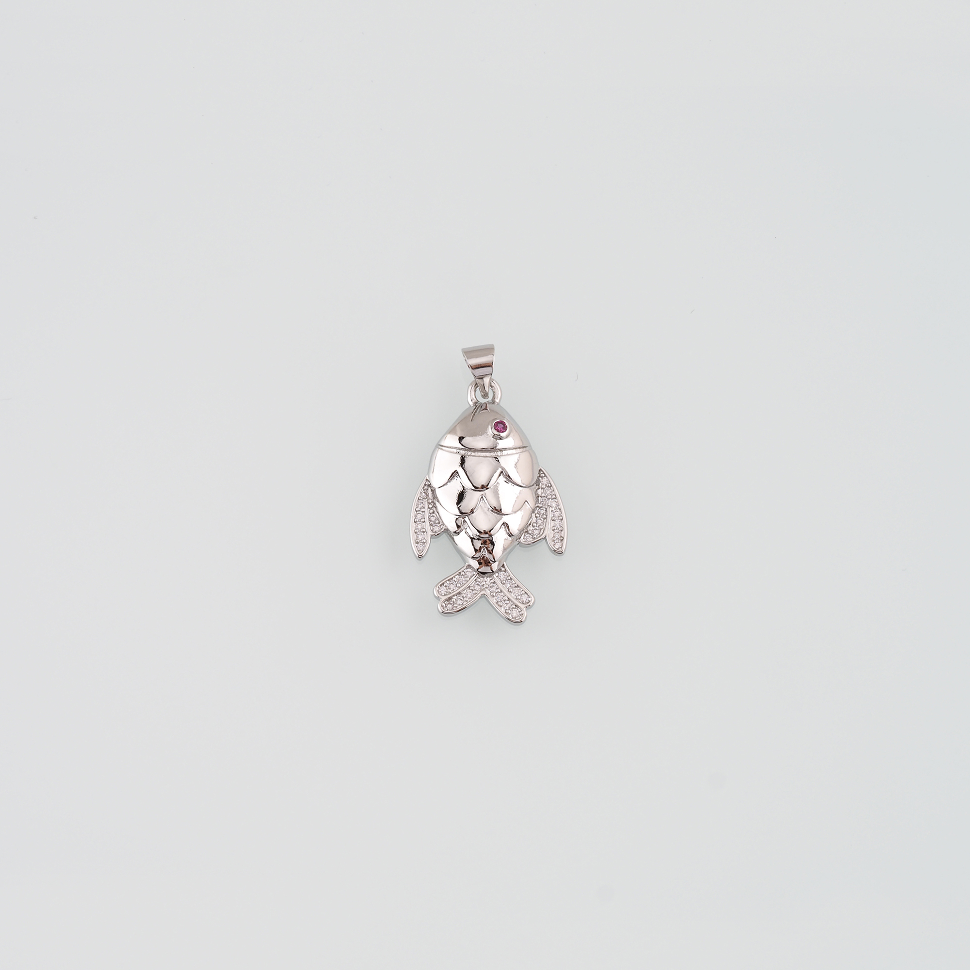 18K Gold Filled Fish Pendant,CZ Fish Charm Earrings Necklace for DIY Jewelry Making Supply