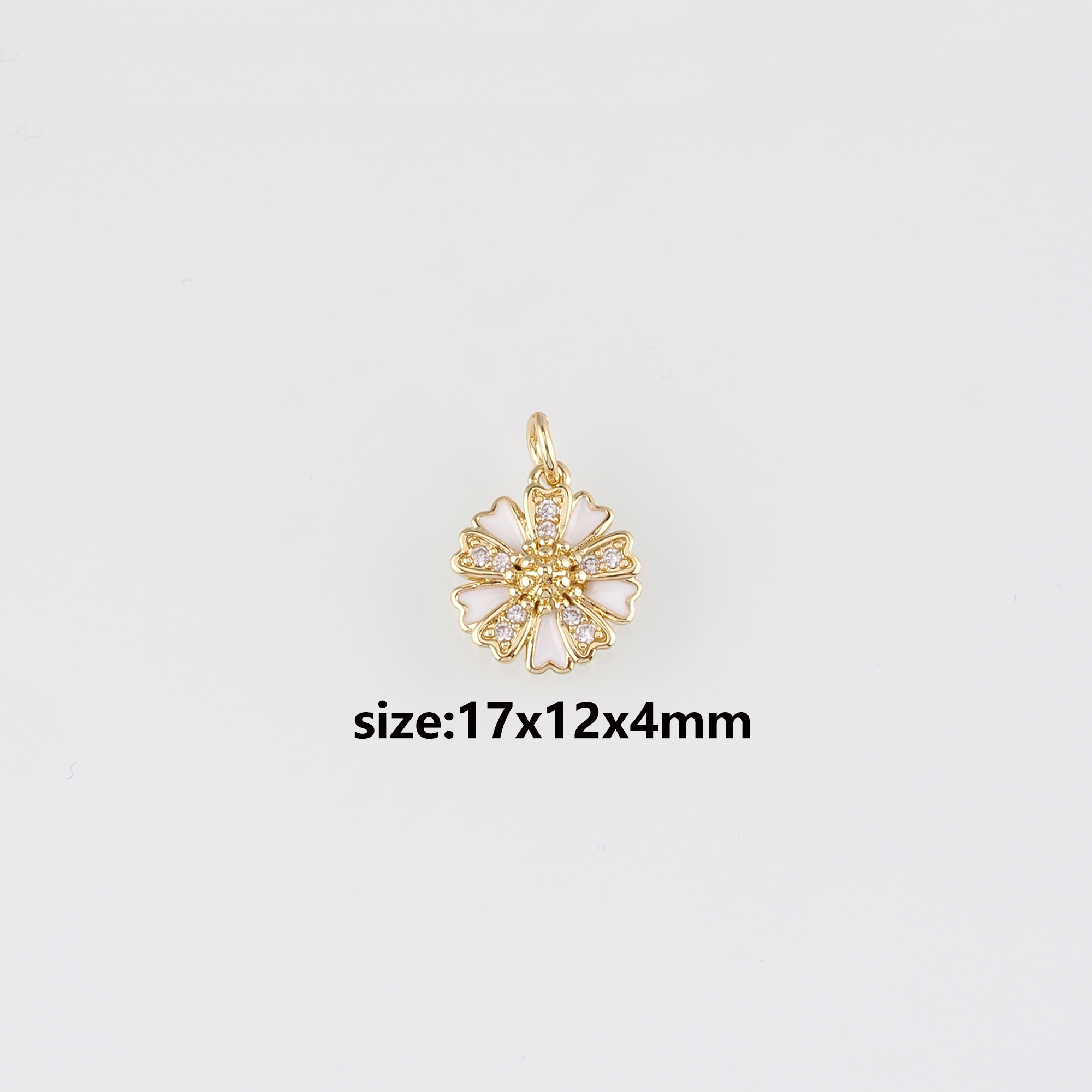 18K Gold Filled Flower Pendant,Enamel Flower Charm Earrings Necklace for DIY Jewelry Making Supply