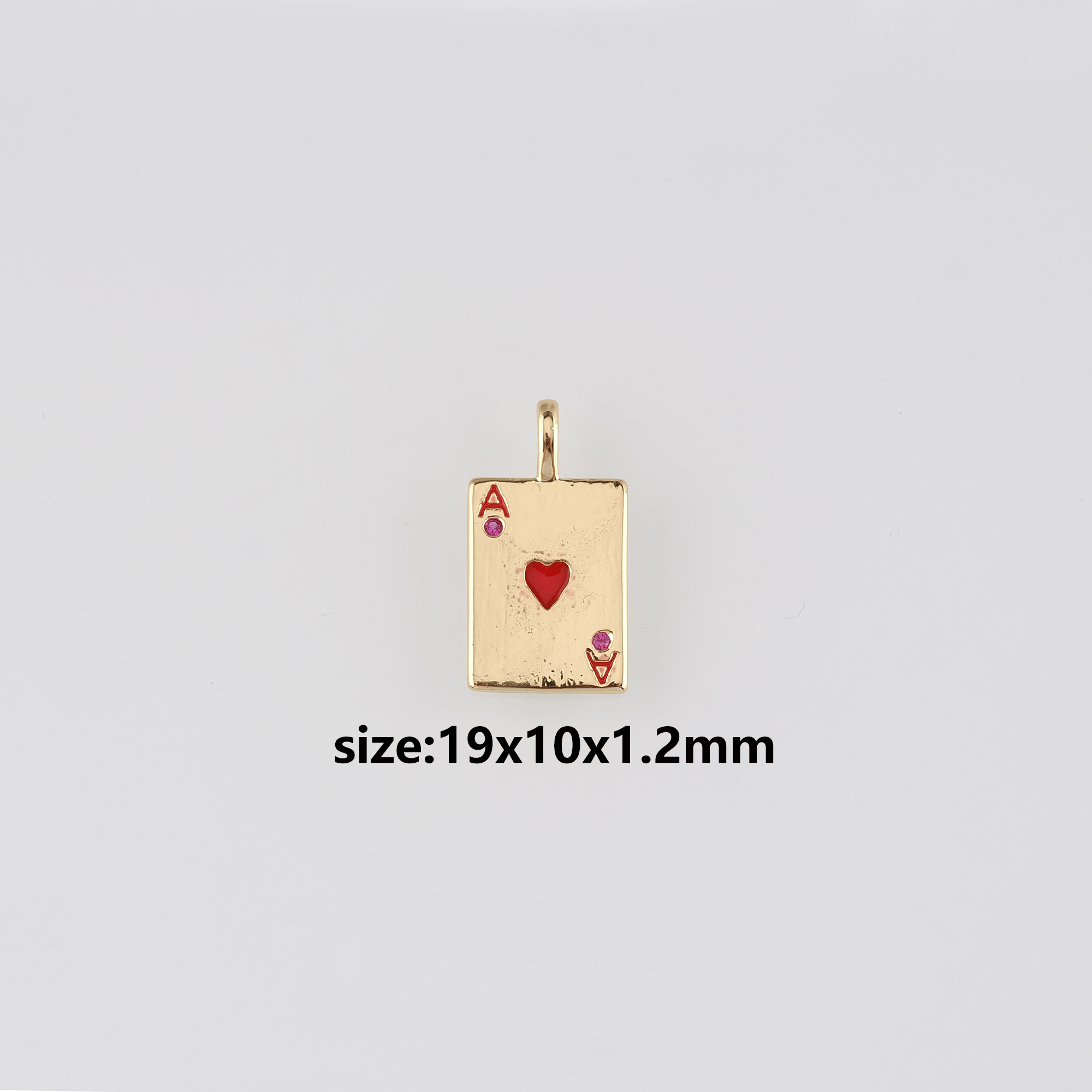 18K Gold Filled Poker Pendant,Enamel Playing Card Charm Earrings Necklace for DIY Jewelry Making Supply