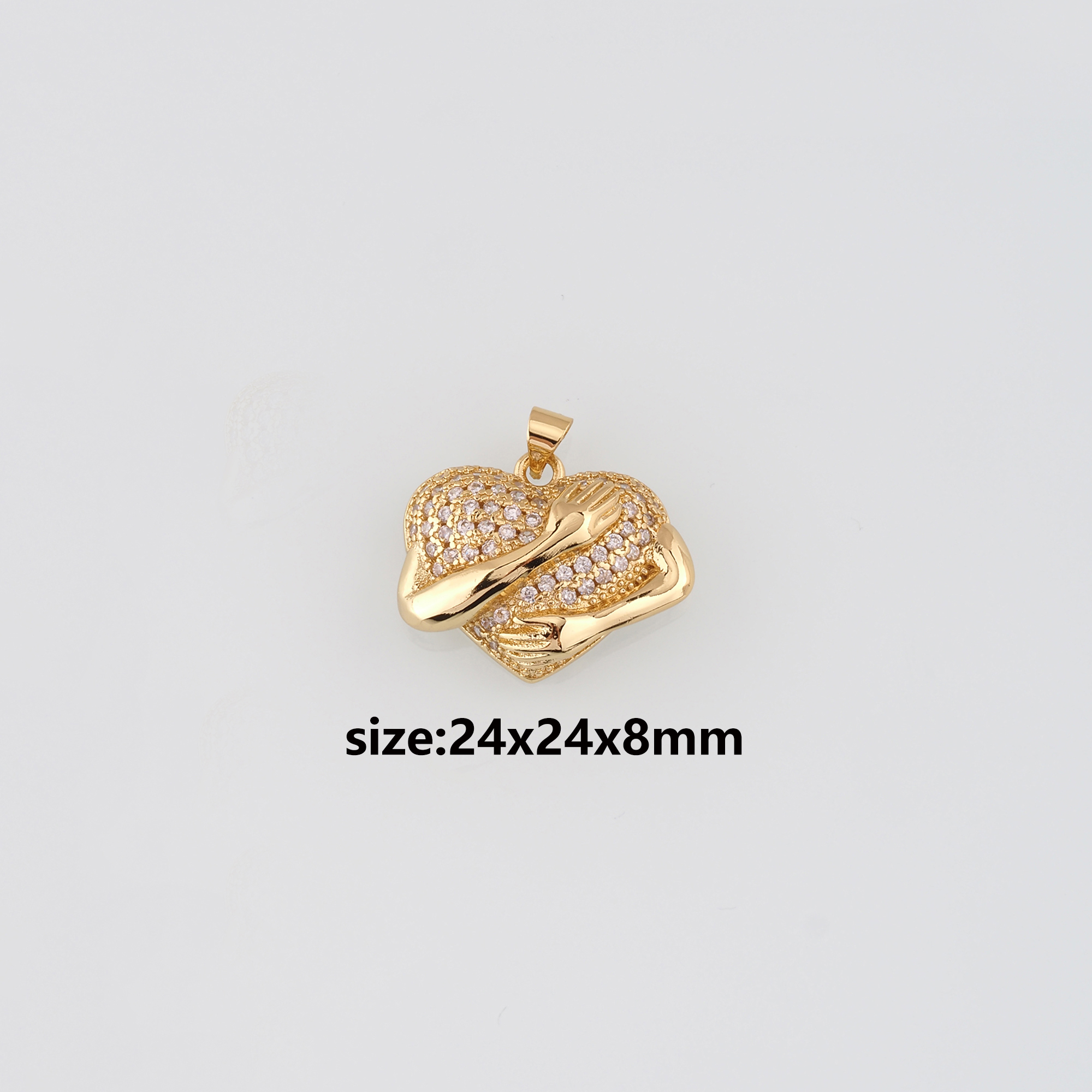 18K Gold Filled Heart Pendant,CZ Micro Pave Heart Charm Earrings Necklace for DIY Jewelry Making Supply