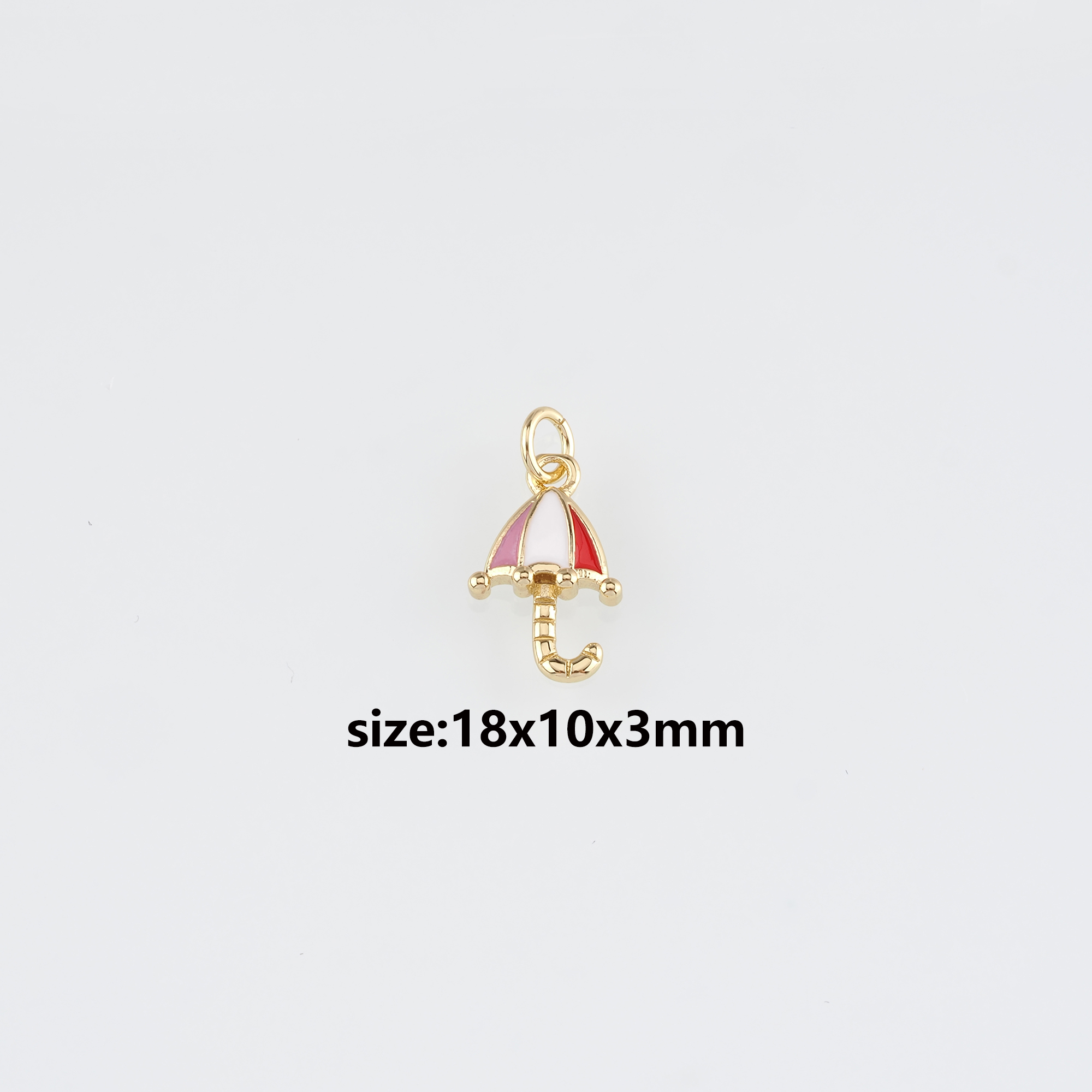 18K Gold Filled Umbrella Pendant,Enamel Umbrella Charm Earrings Necklace for DIY Jewelry Making Supply
