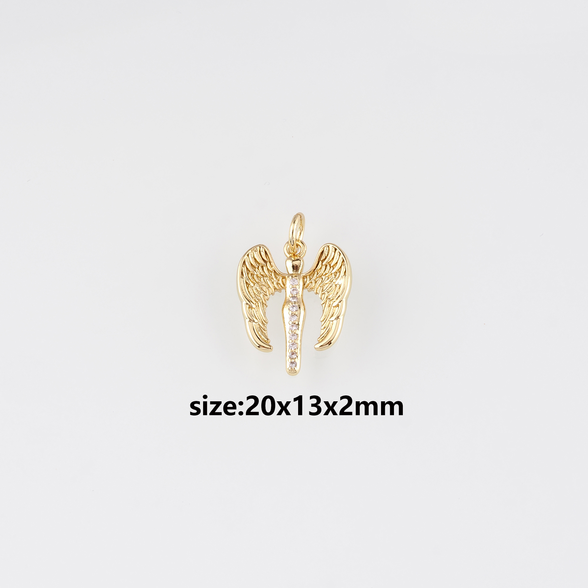 18K Gold Filled Wing Pendant,CZ Micro Pave Wings Earrings Necklace for DIY Jewelry Making Supply