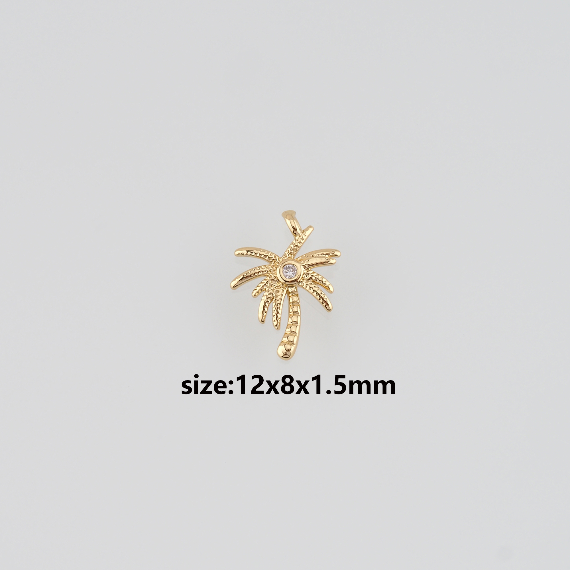 18K Gold Filled Coconut Tree Pendant,Dainty Palm Tree Charm Earrings Necklace for DIY Jewelry Making Supply
