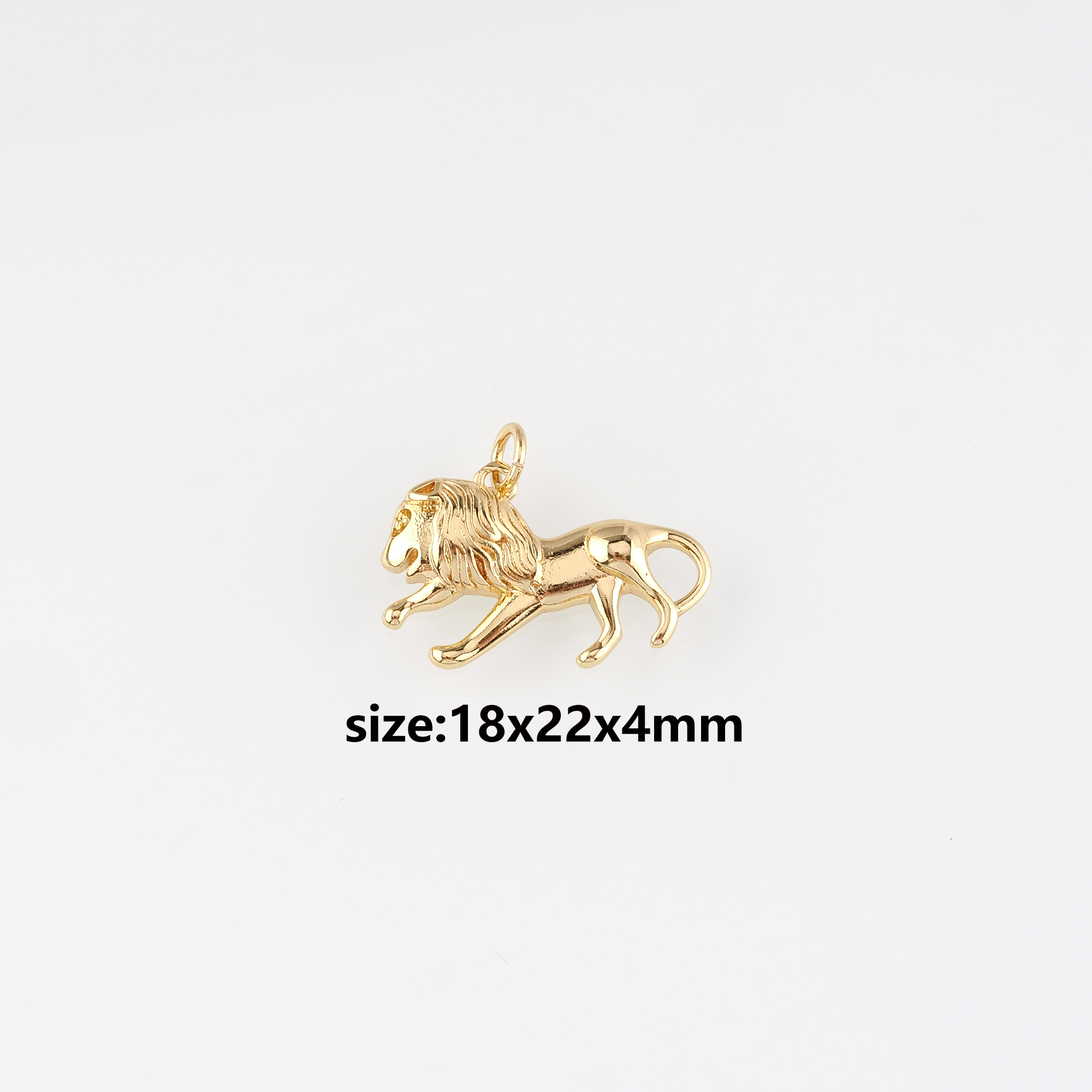 18K Gold Filled Lion Pendant,Animal Charm Earrings Necklace for DIY Jewelry Making Supply