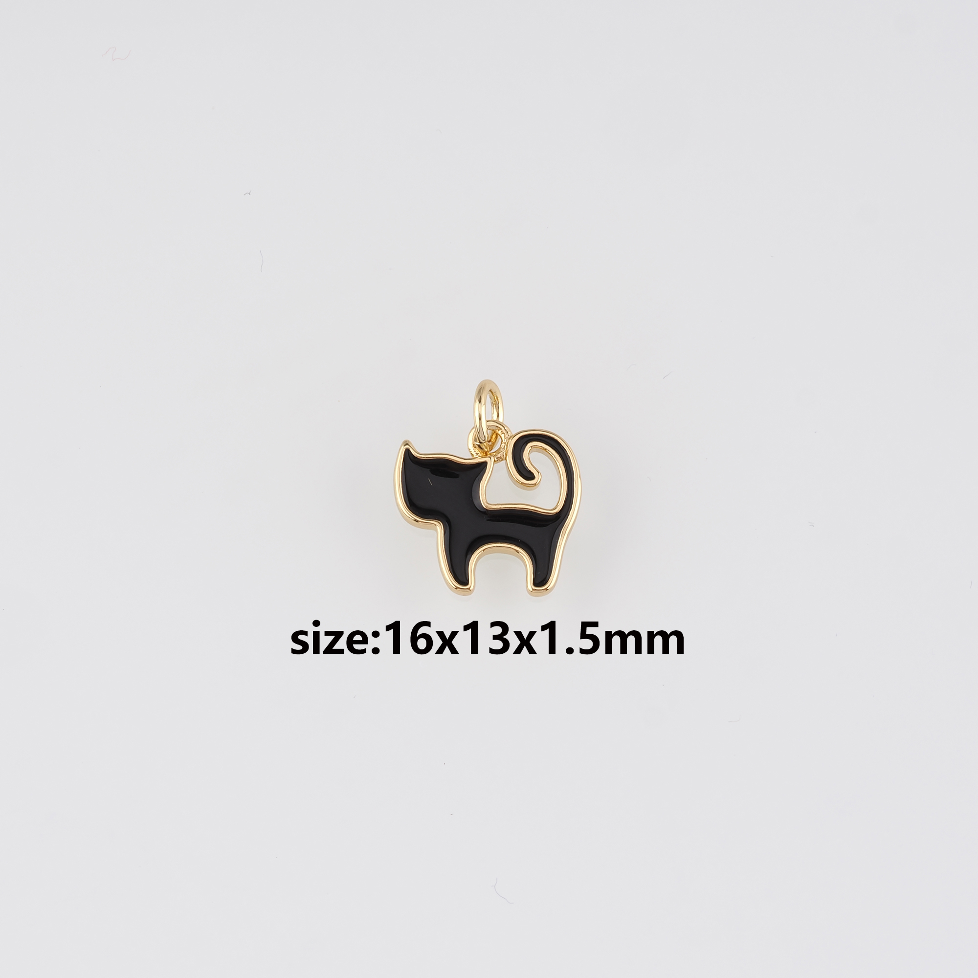 18K Gold Filled Cat Pendant,Animal Charm,Enamel Cat Earrings Necklace for DIY Jewelry Making Supply