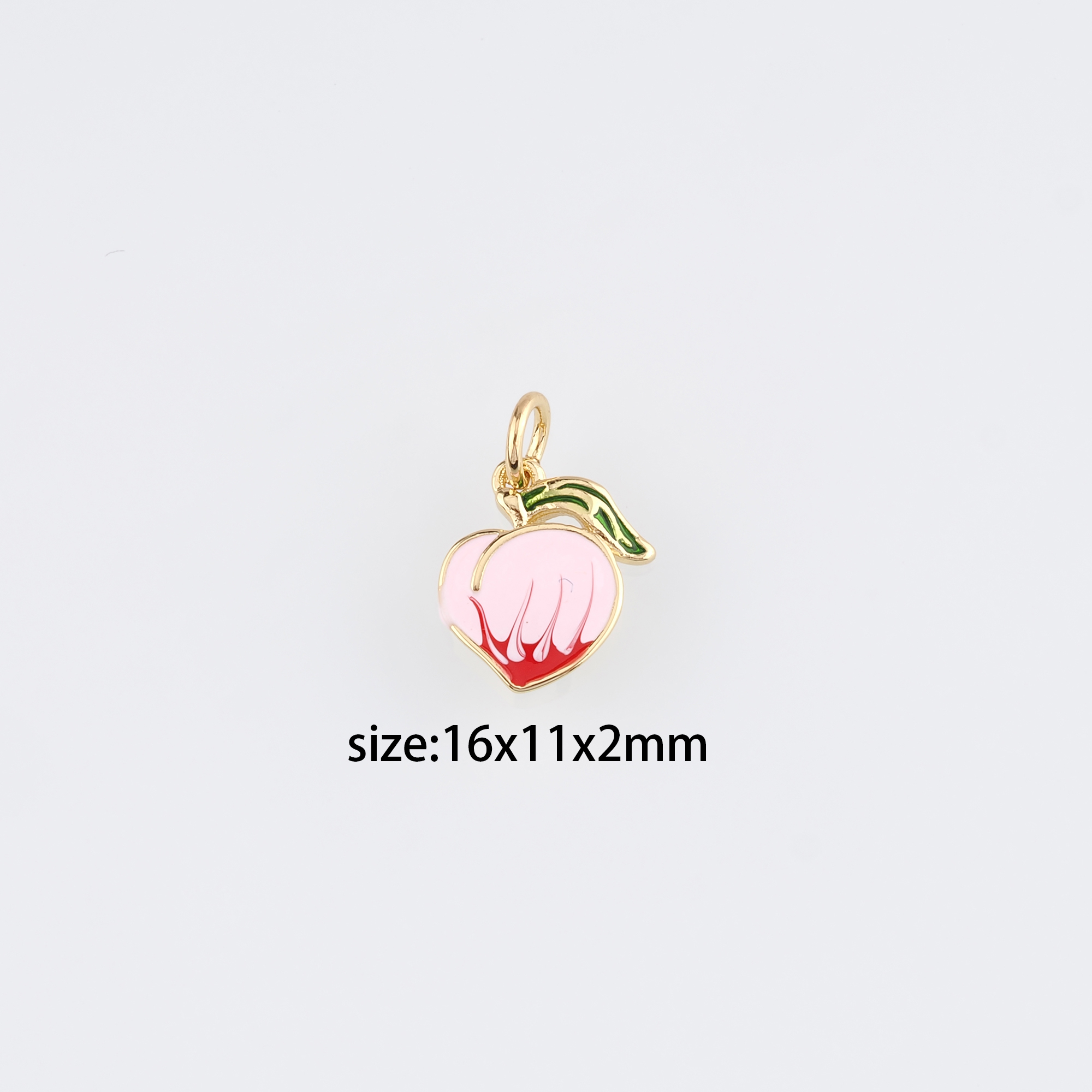 Fruit Charm,18K Gold Filled Peach Pendant,Enamel Peach Earrings Necklace for DIY Jewelry Making Supply