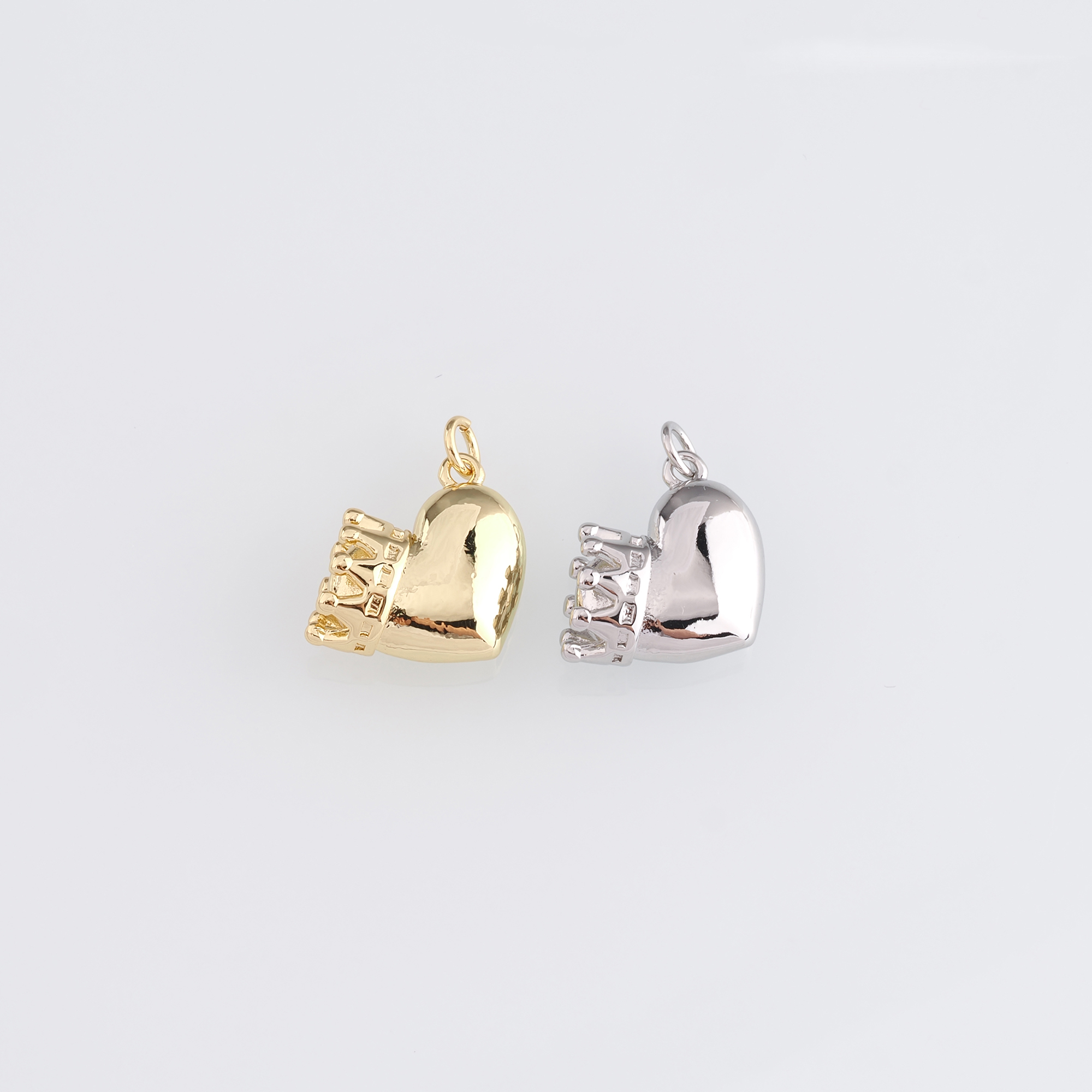 18K Gold Filled Heart Pendant,Heart Crown Charm Earrings Necklace for DIY Jewelry Making Supply