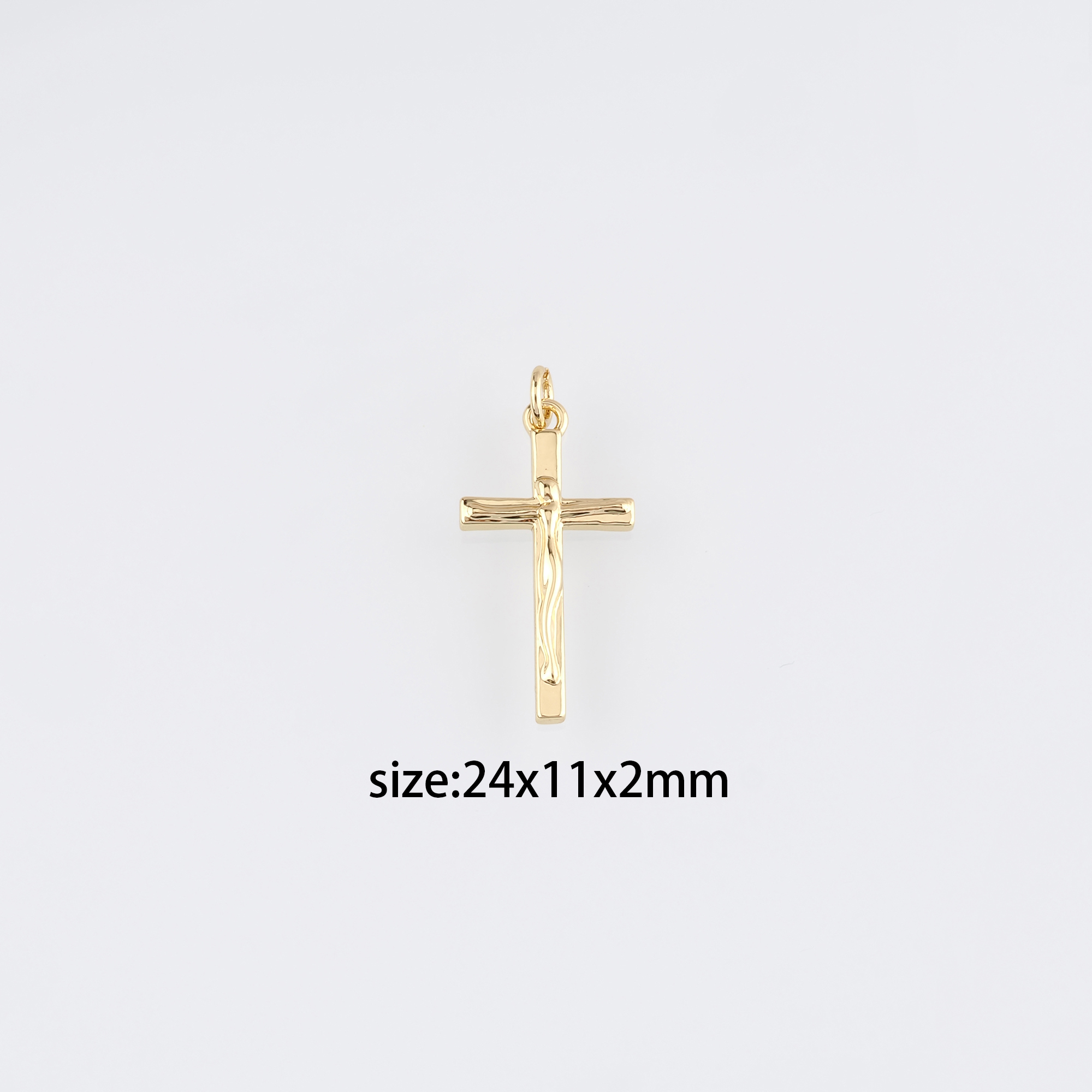 18K Gold Filled Cross Pendant,Religious Charm Earrings Necklace for DIY Jewelry Making Supply