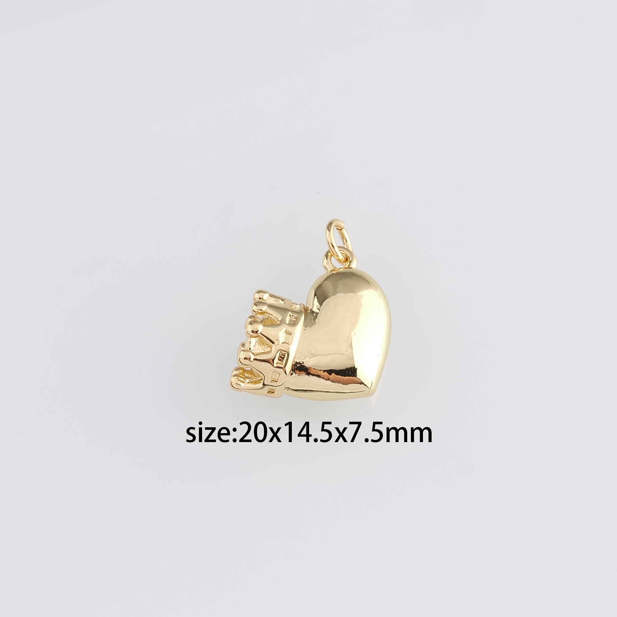 18K Gold Filled Heart Pendant,Heart Crown Charm Earrings Necklace for DIY Jewelry Making Supply