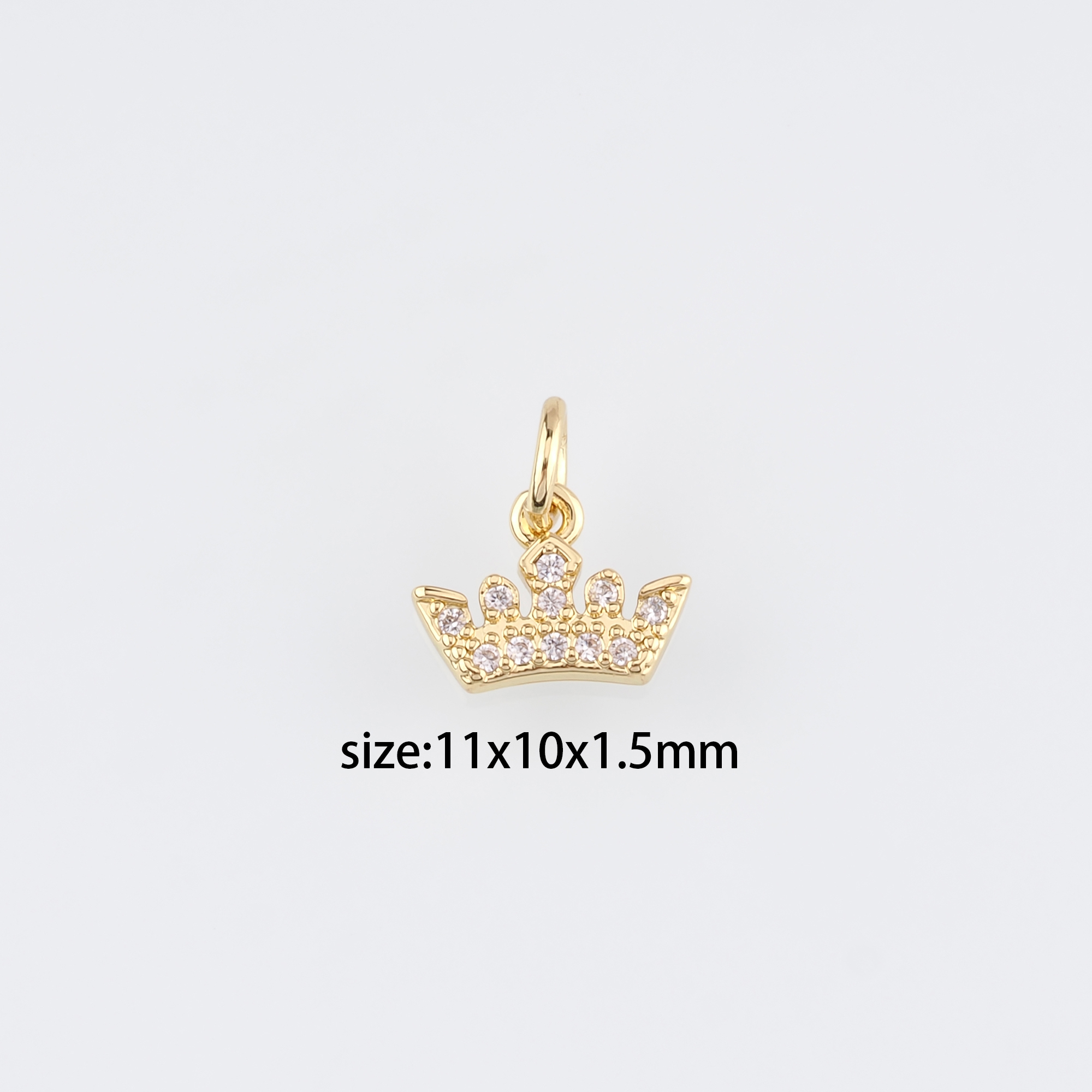 18K Gold Filled Crown Pendant,CZ Micro Pave Crown Charm Earrings Necklace for DIY Jewelry Making Supply