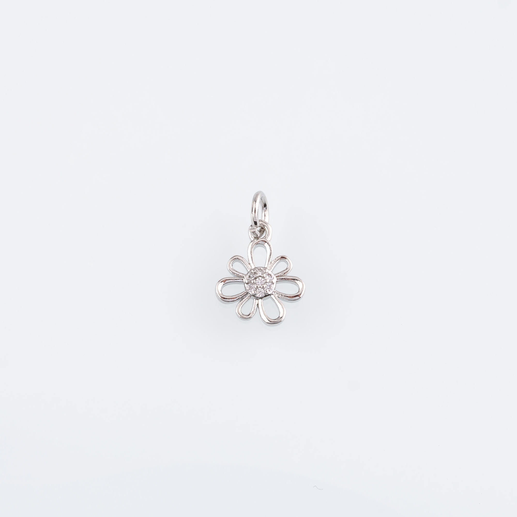 18K Gold Filled Flower Pendant,CZ Micro Pave Flower Charm Earrings Necklace for DIY Jewelry Making Supply