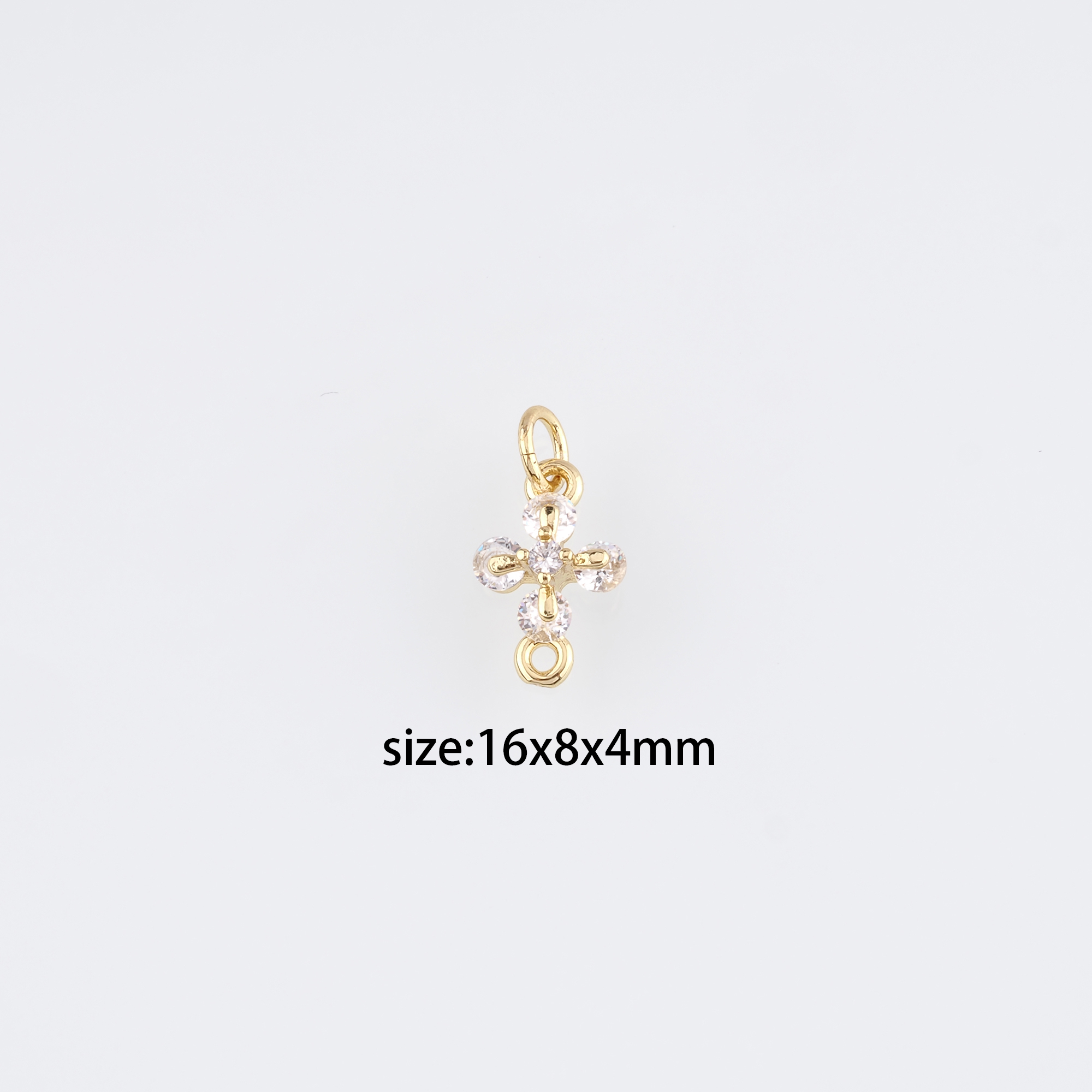 18K Gold Filled Cross Pendant,CZ Religious Charm Earrings Necklace for DIY Jewelry Making Supply