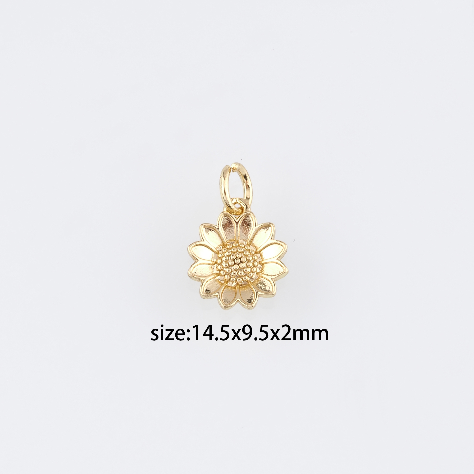 18K Gold Filled Sunflower Pendant,Dainty Sunflower Charm Earrings Necklace for DIY Jewelry Making Supply