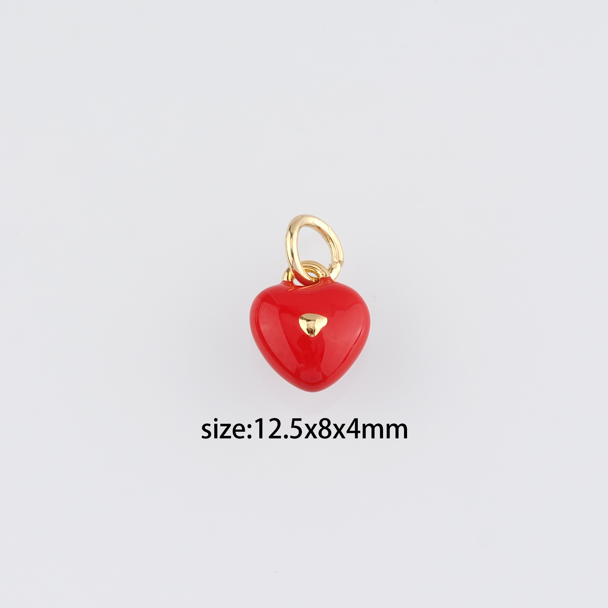 18K Gold Filled Heart Pendant,Enamel Heart Charm Earrings Necklace for DIY Jewelry Making Supply