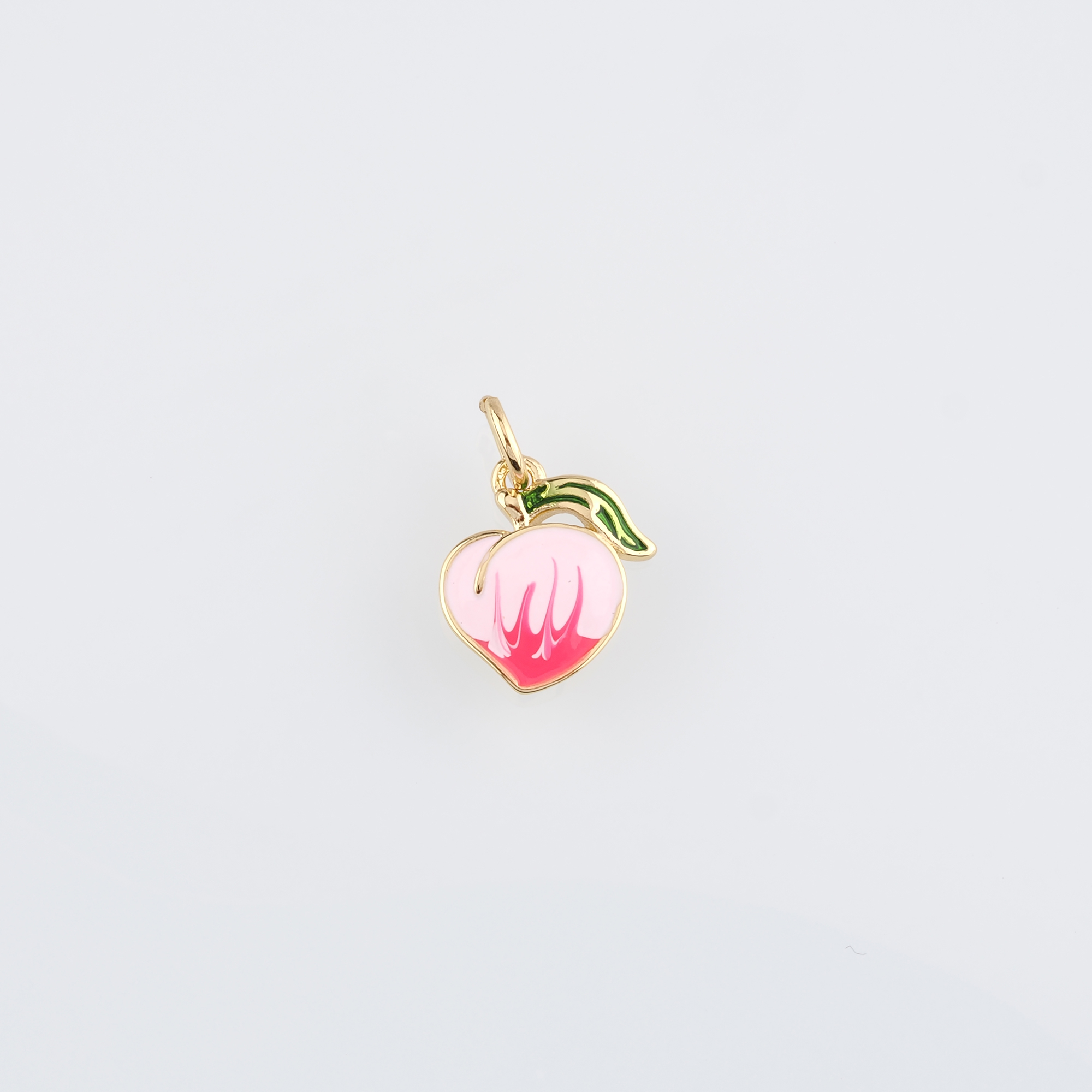 Fruit Charm,18K Gold Filled Peach Pendant,Enamel Peach Earrings Necklace for DIY Jewelry Making Supply