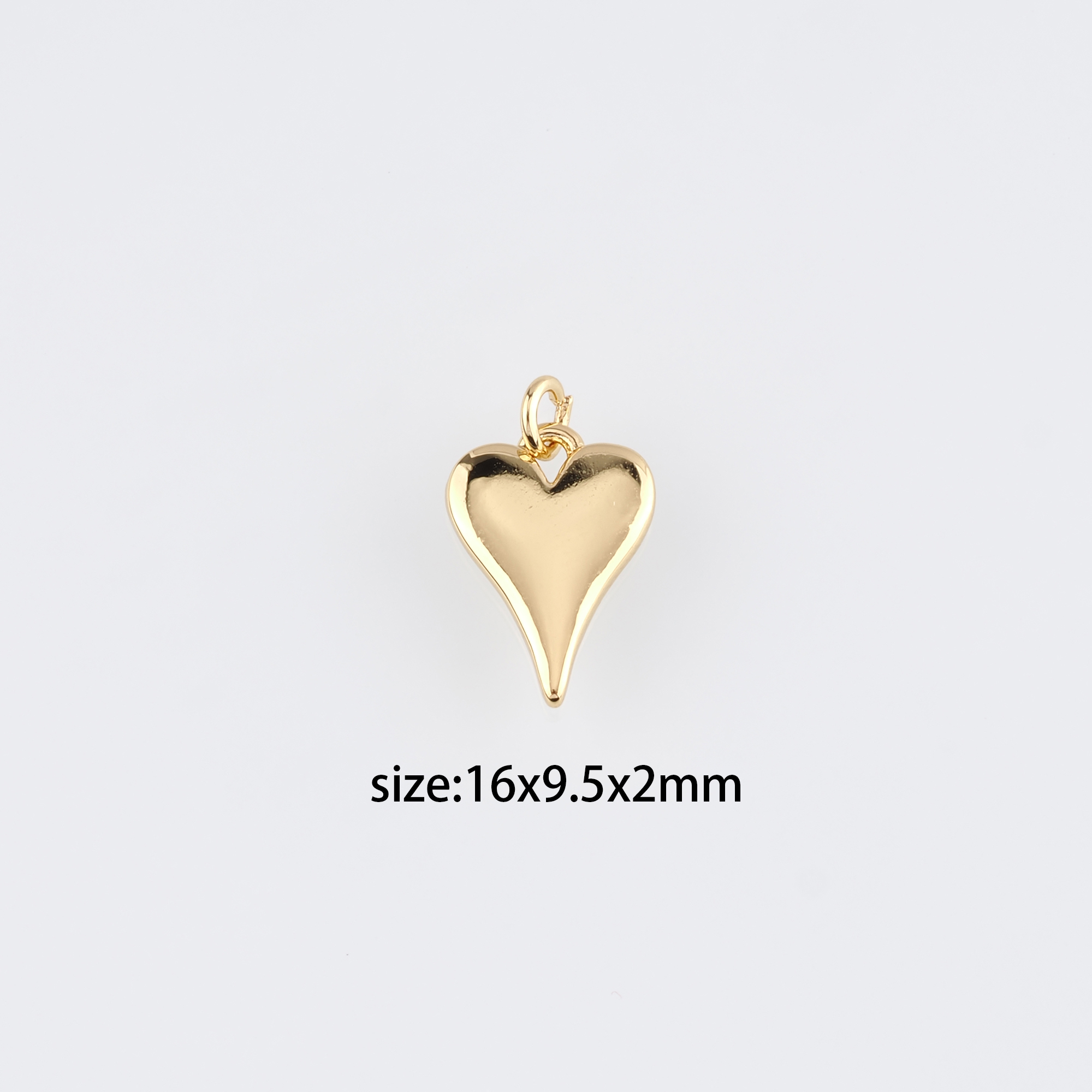 18K Gold Filled Heart Pendant,Heart Charm Earrings Necklace for DIY Jewelry Making Supply