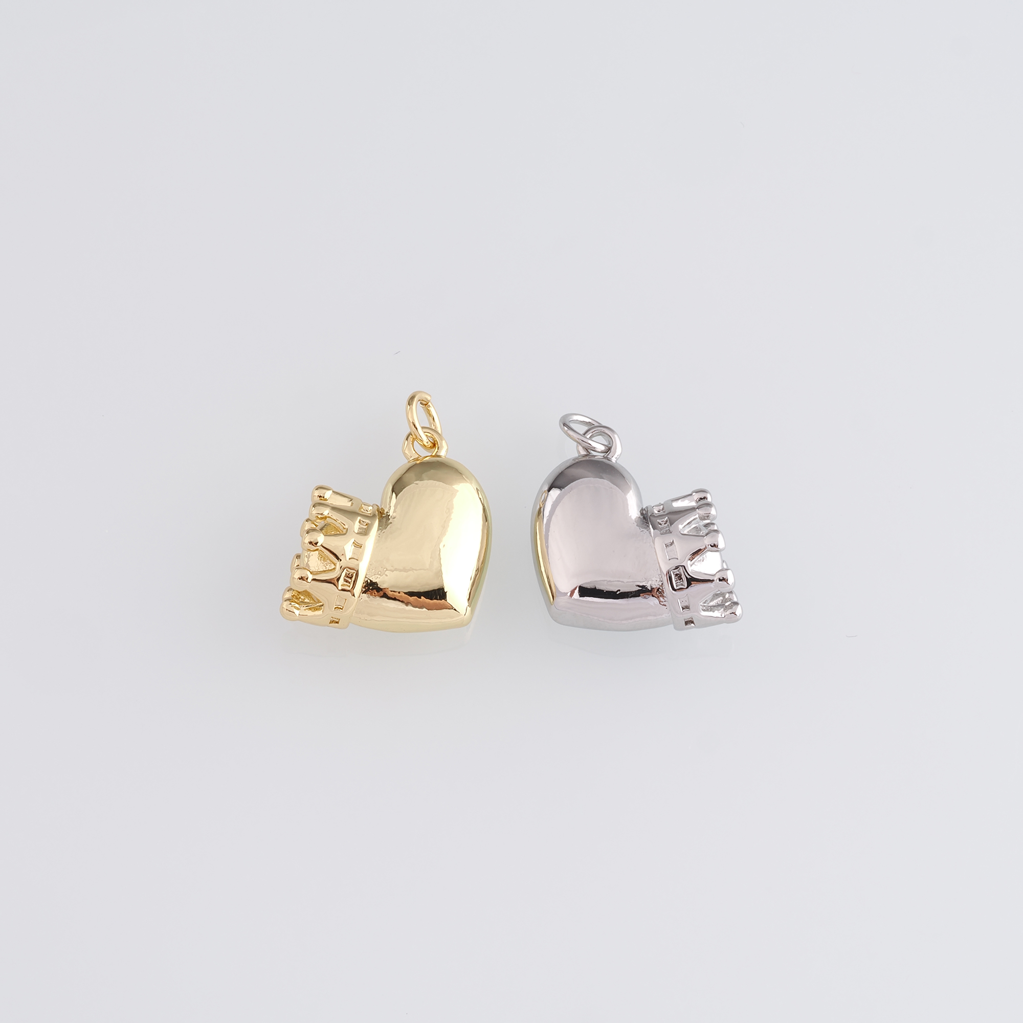 18K Gold Filled Heart Pendant,Heart Crown Charm Earrings Necklace for DIY Jewelry Making Supply