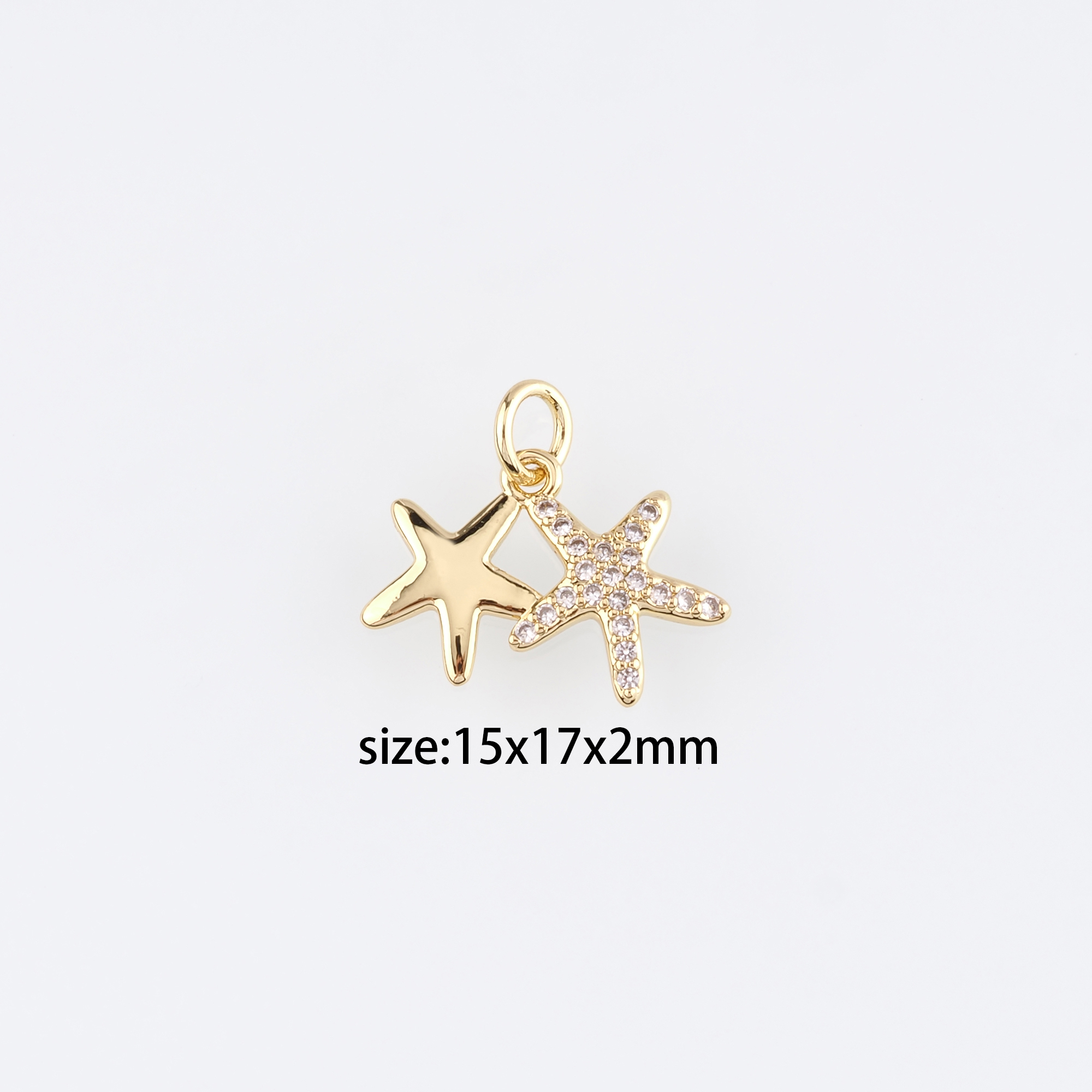 18K Gold Filled Starfish Pendant,Dainty Starfish Charm Earrings Necklace for DIY Jewelry Making Supply