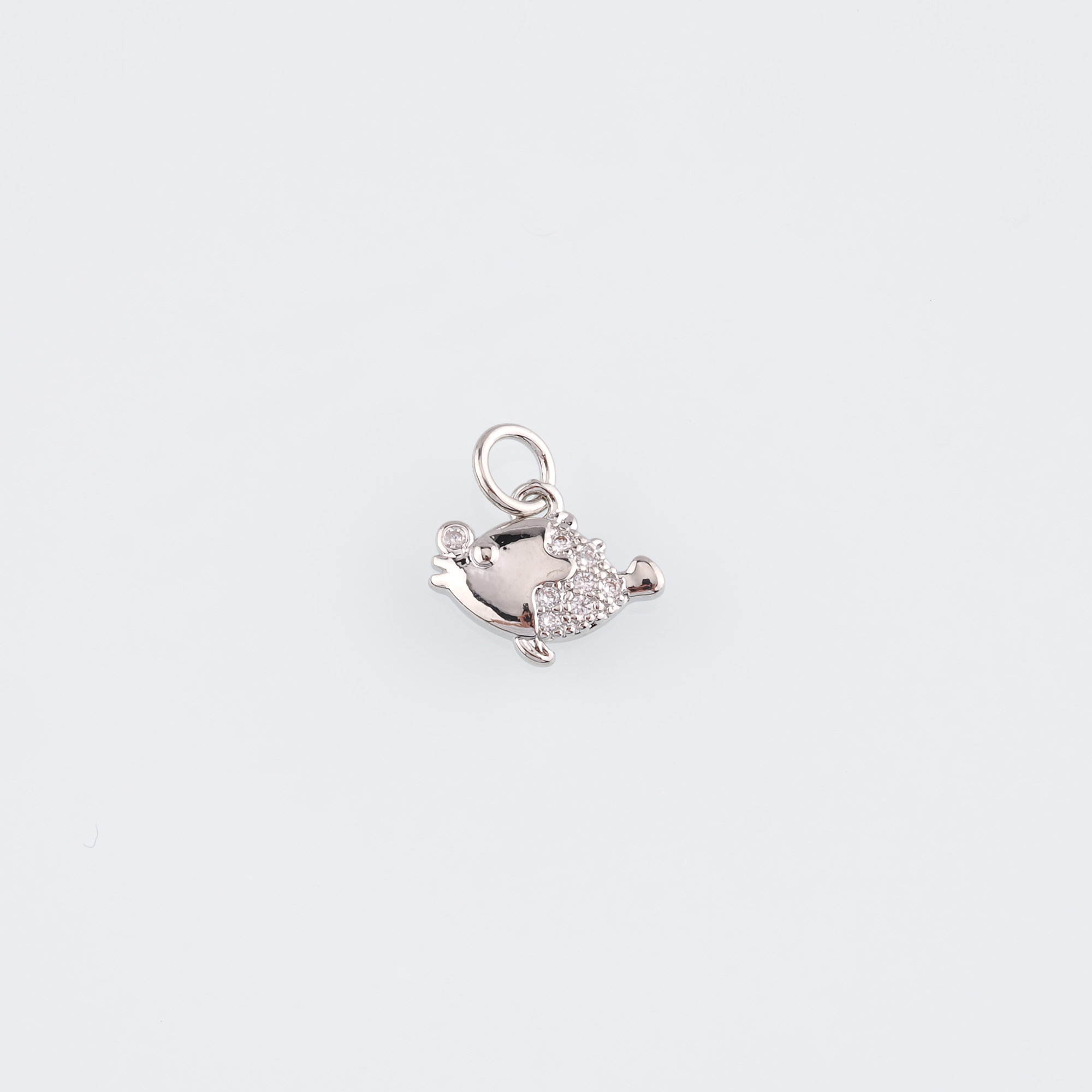 18K Gold Filled Fish Pendant,CZ Fish Charm Earrings Necklace for DIY Jewelry Making Supply