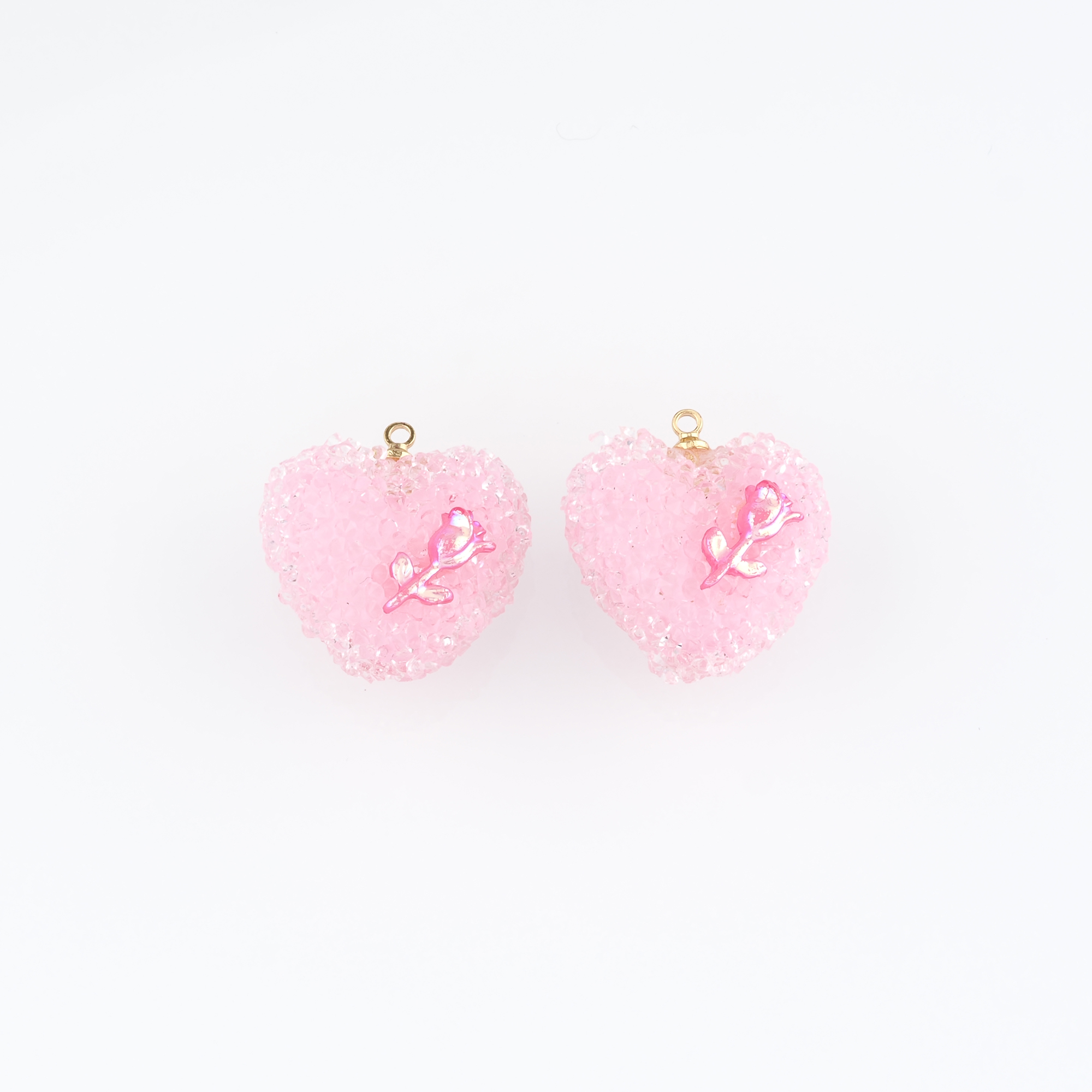 18K Gold Filled Heart Pendant,Dainty Heart Charm Earrings Necklace for DIY Jewelry Making Supply