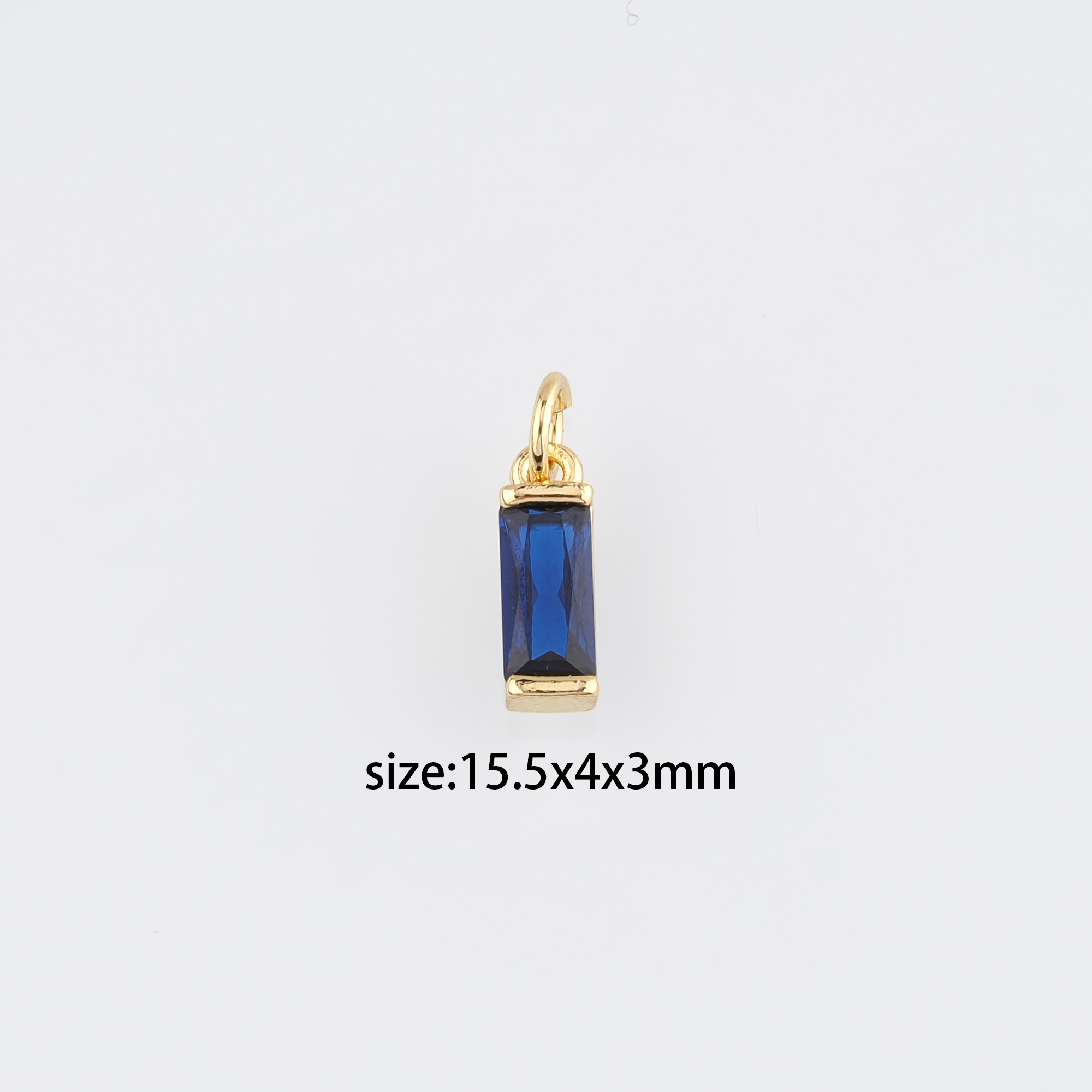 18K Gold Filled Rectangle Pendant,Crystal Rectangle Charm Earrings Necklace for DIY Jewelry Making Supply