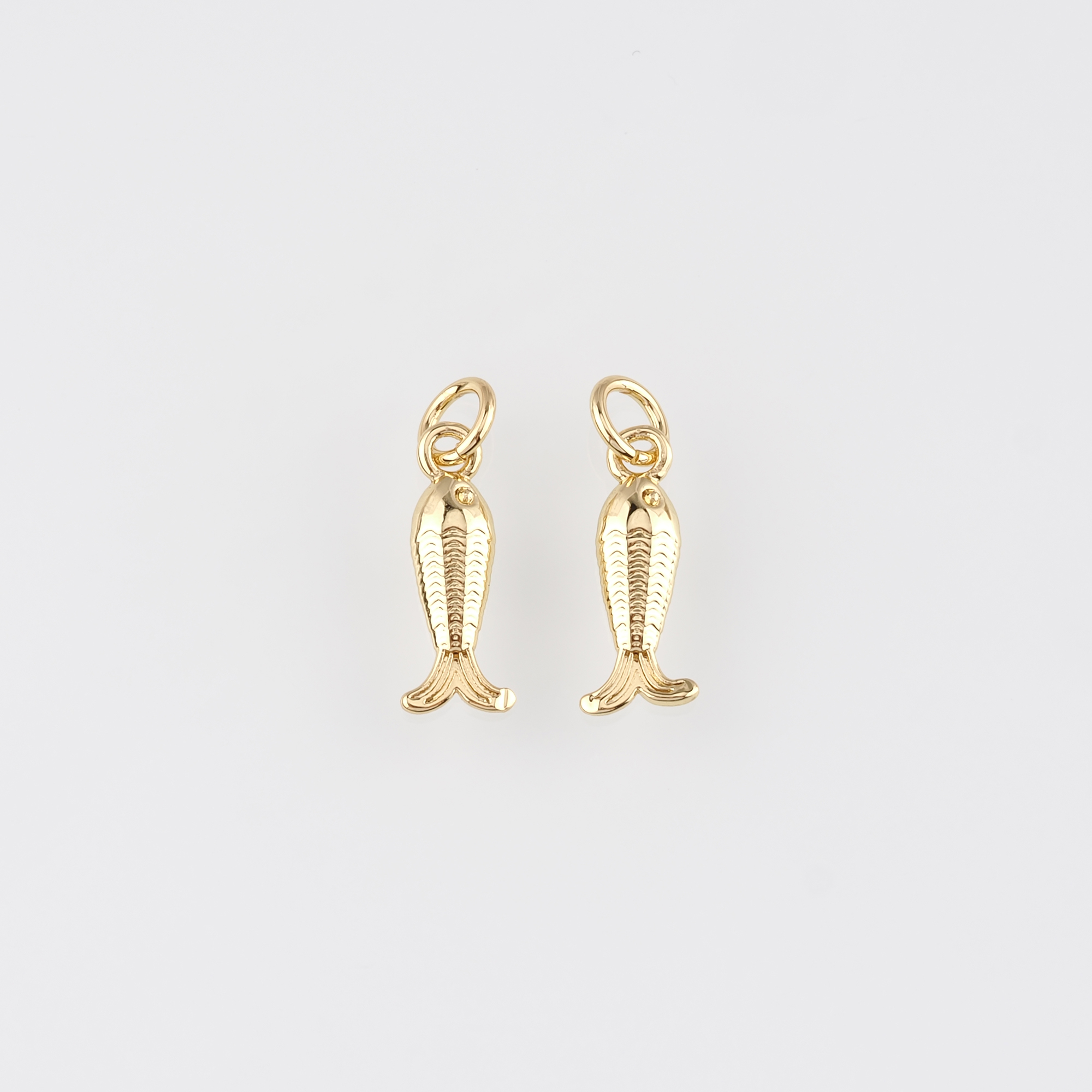 18K Gold Filled Fish Pendant,Ocean Fish Charm Earrings Necklace for DIY Jewelry Making Supply