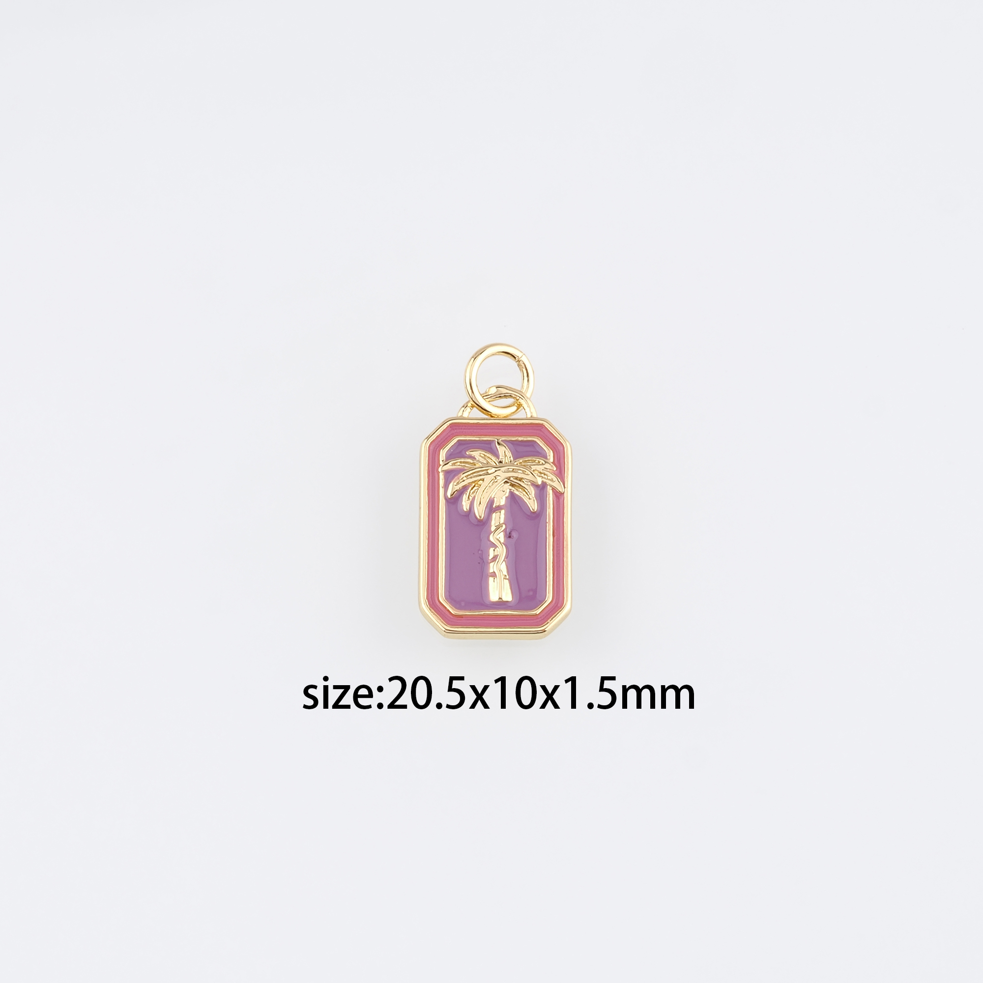 18K Gold Filled Coconut Tree Pendant,Enamel Palm Tree Charm Earrings Necklace for DIY Jewelry Making Supply