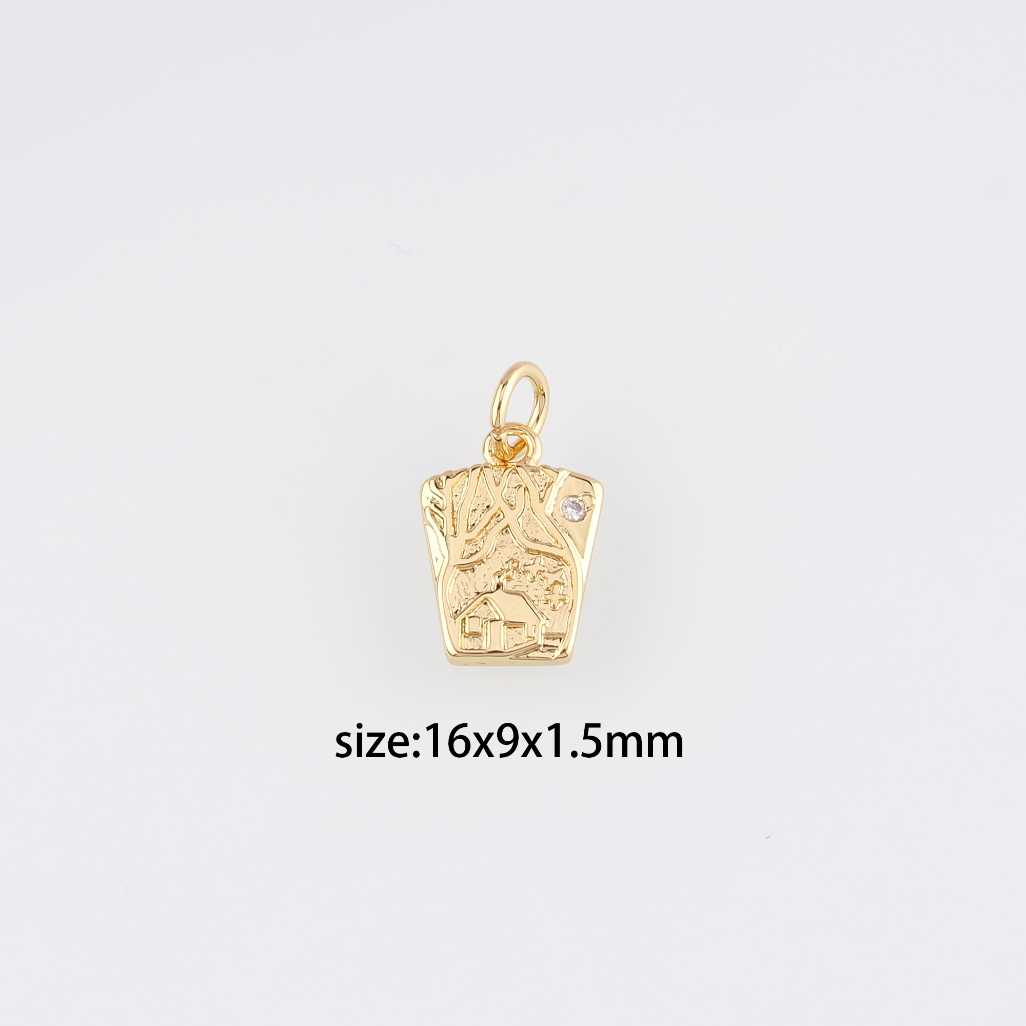 18K Gold Filled Home Pendant,Home Charm Earrings Necklace for DIY Jewelry Making Supply