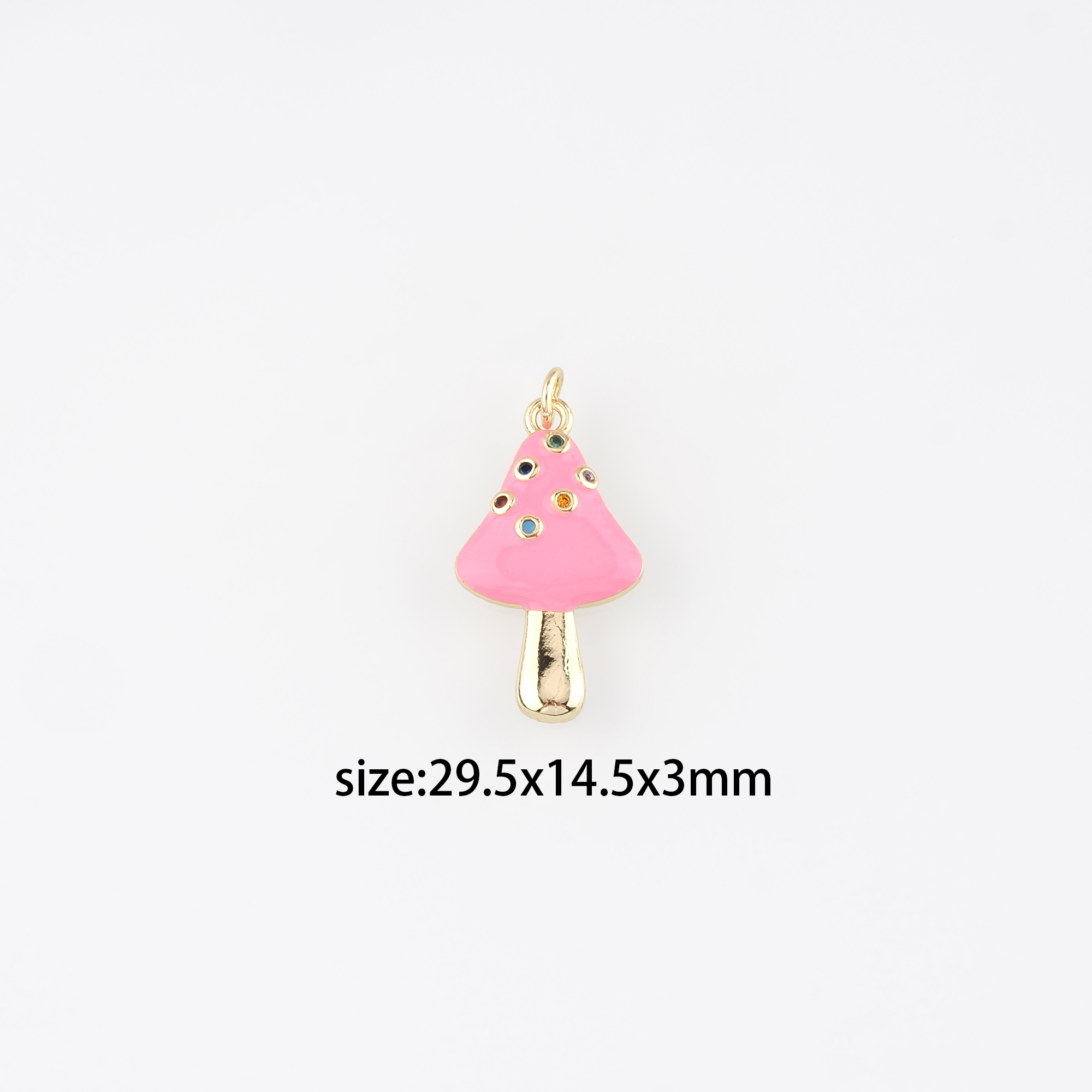18K Gold Filled Mushroom Pendant,Enamel Mushroom Charm Earrings Necklace for DIY Jewelry Making Supply