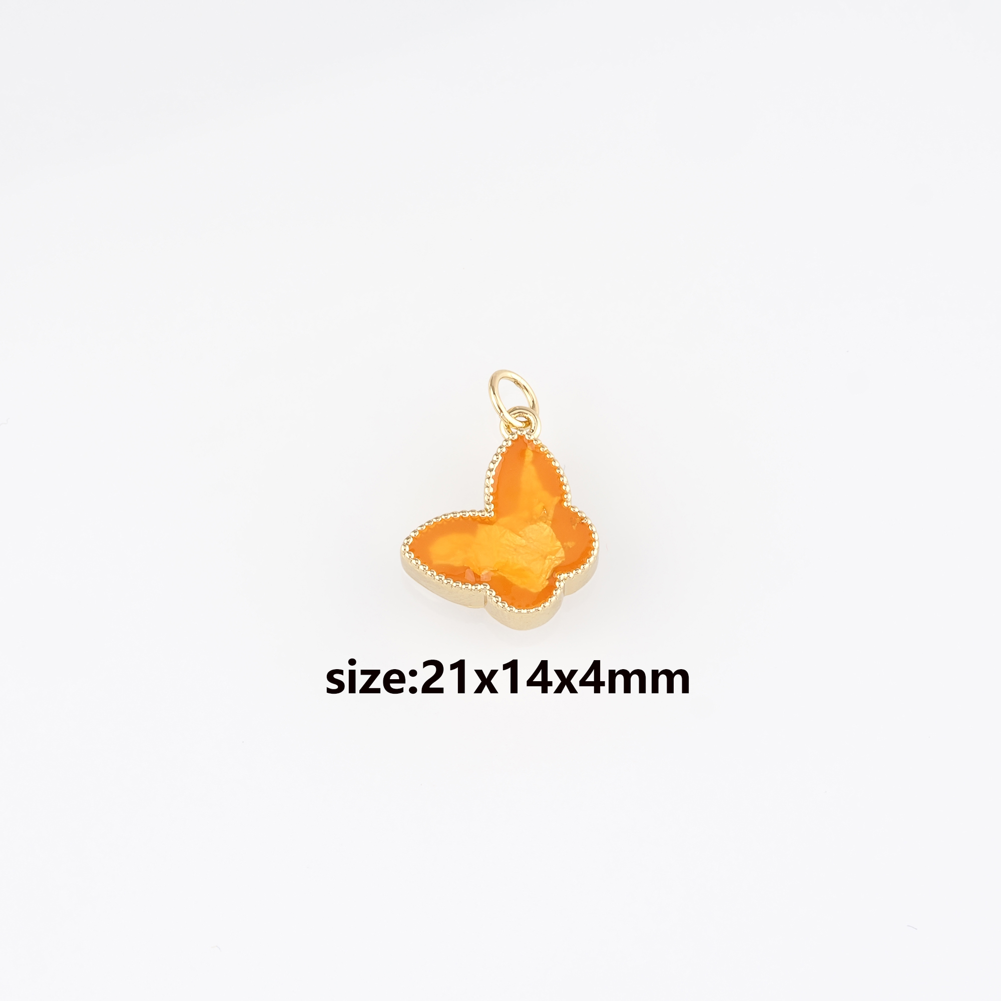 18K Gold Filled Butterfly Pendant,Enamel Butterfly Charm Earrings Necklace for DIY Jewelry Making Supply